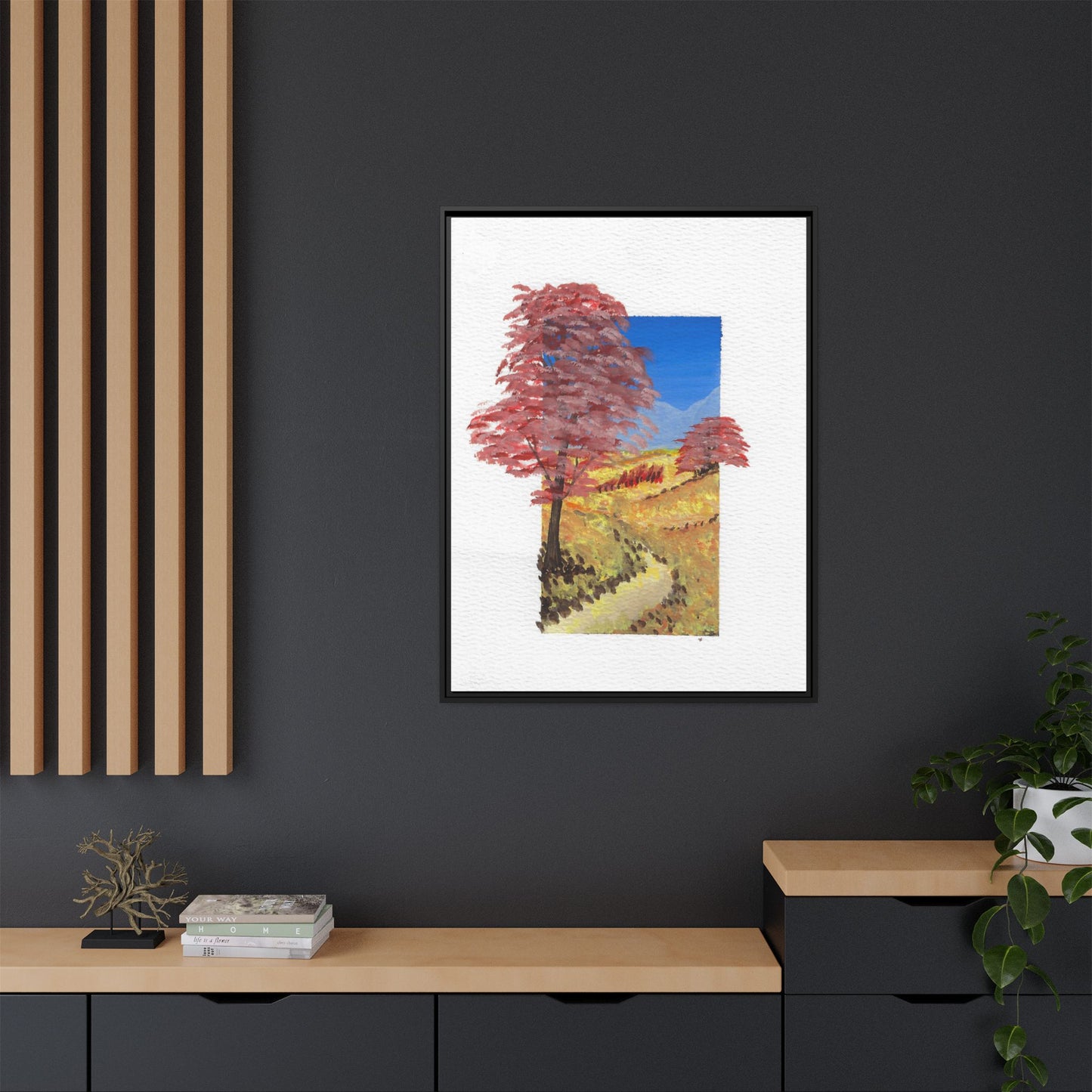 Framed Canvas Wall Art — Colorful Autumn Landscape Matte Print