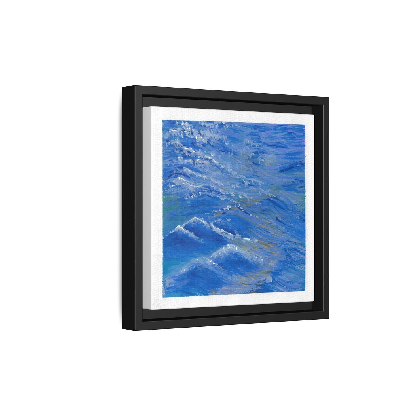 Framed Matte Canvas Wall Art — Blue Ocean Waves Seascape