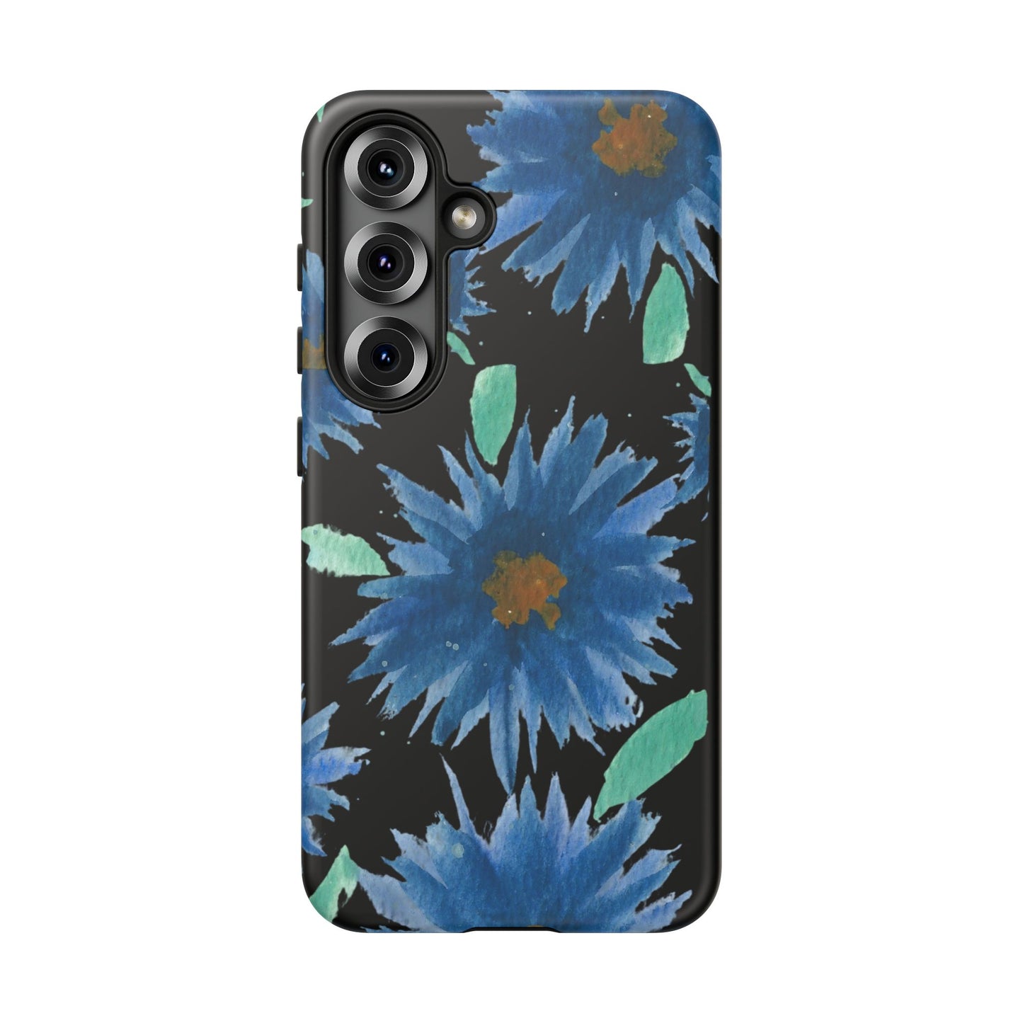 Blue Floral Tough Phone Case – Watercolor Daisy Protective Cover