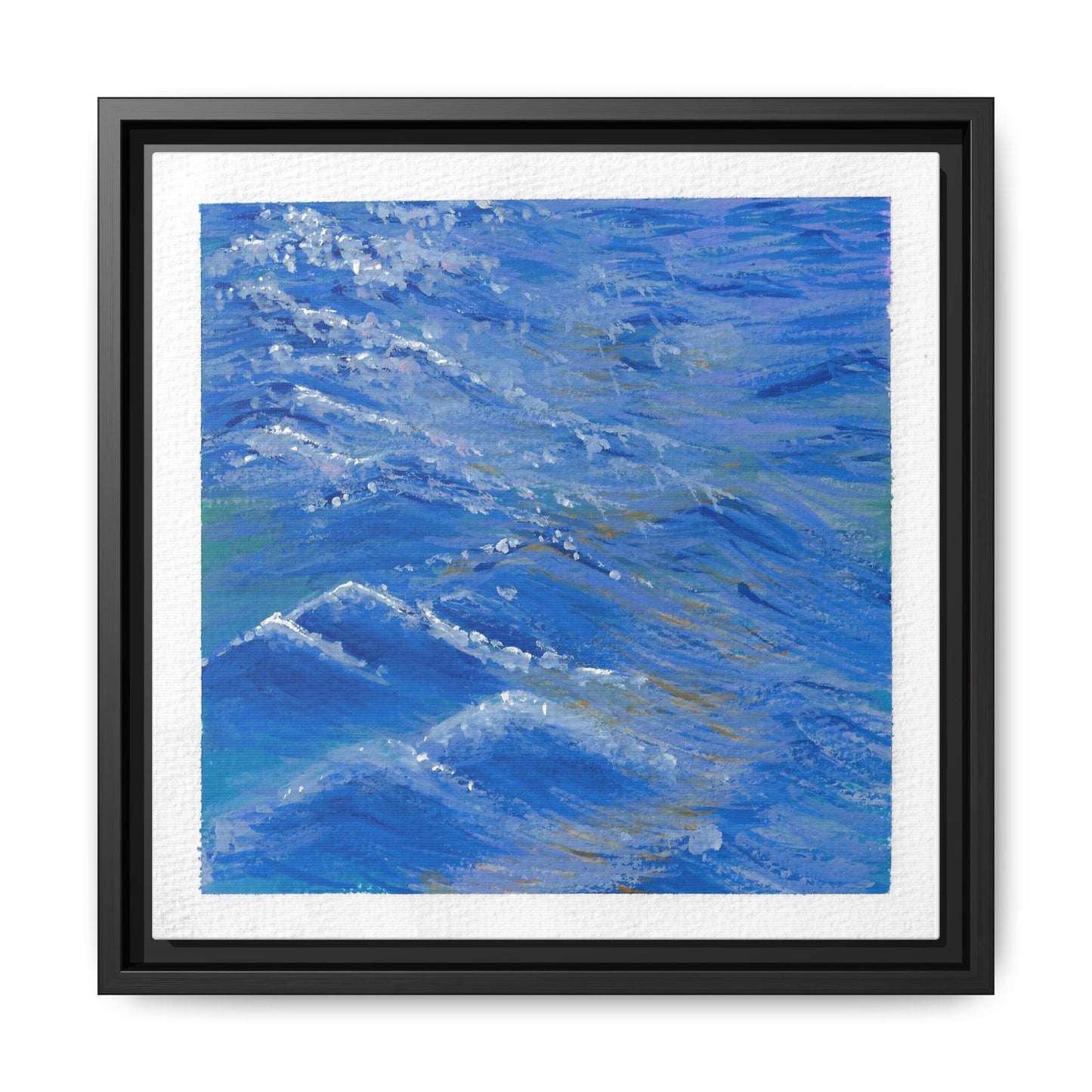 Framed Matte Canvas Wall Art — Blue Ocean Waves Seascape