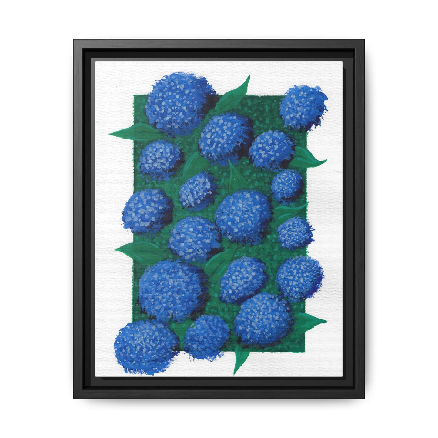 Framed Hydrangea Matte Canvas Print — Blue Floral Wall Art
