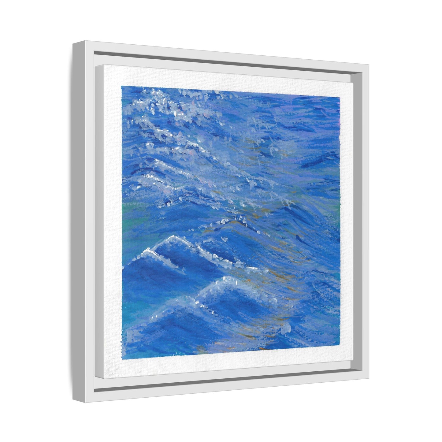 Framed Matte Canvas Wall Art — Blue Ocean Waves Seascape