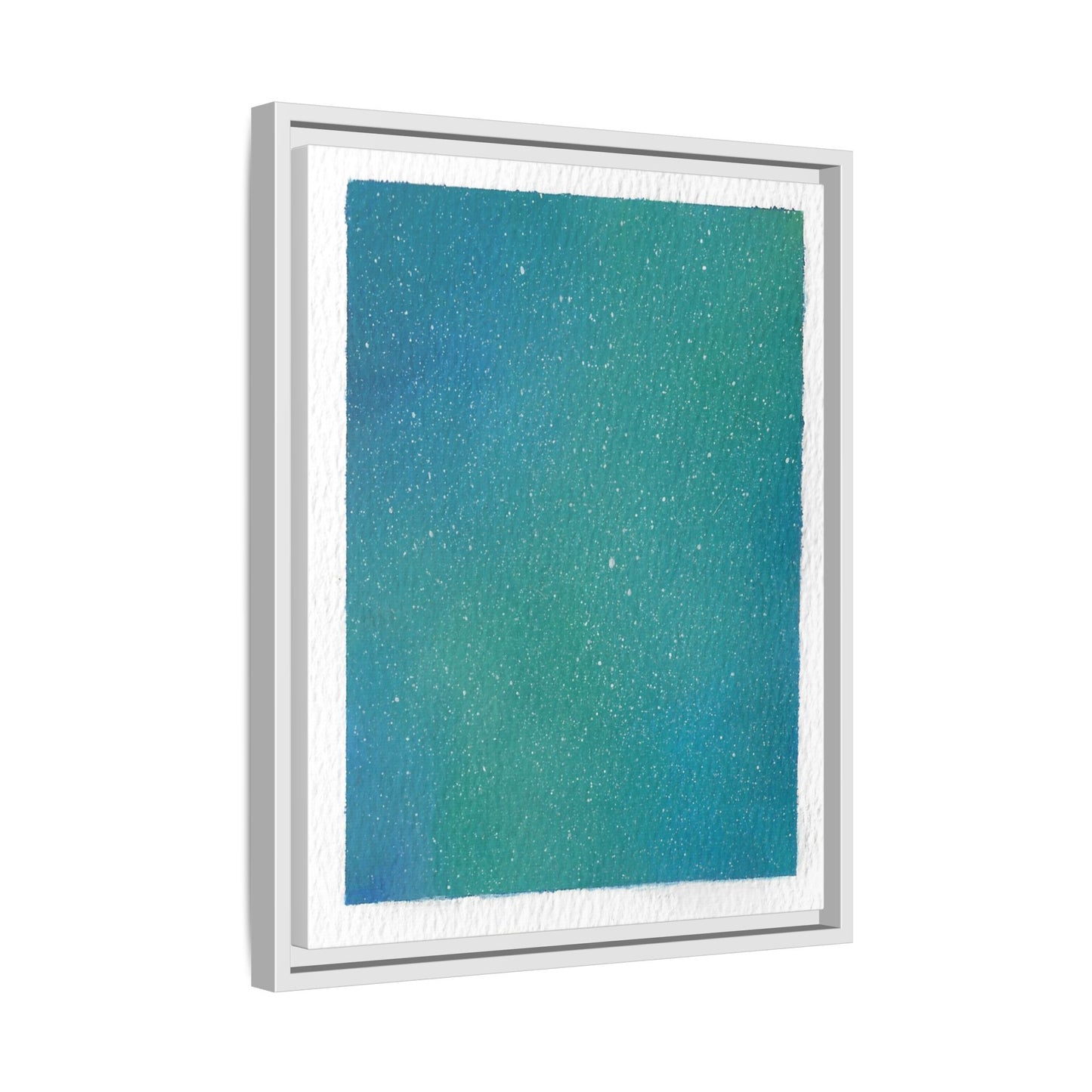 Framed Matte Canvas Art — Teal-to-Blue Gradient Starry Abstract