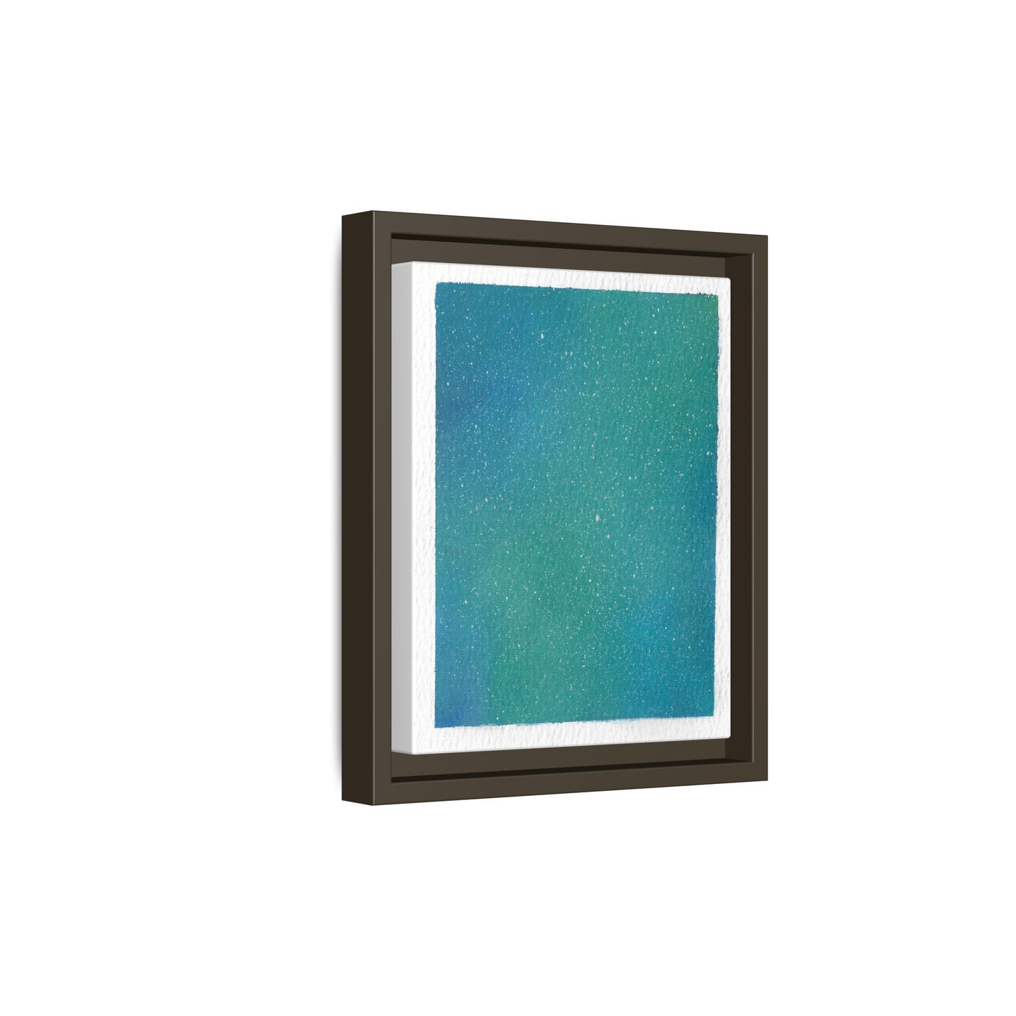 Framed Matte Canvas Art — Teal-to-Blue Gradient Starry Abstract