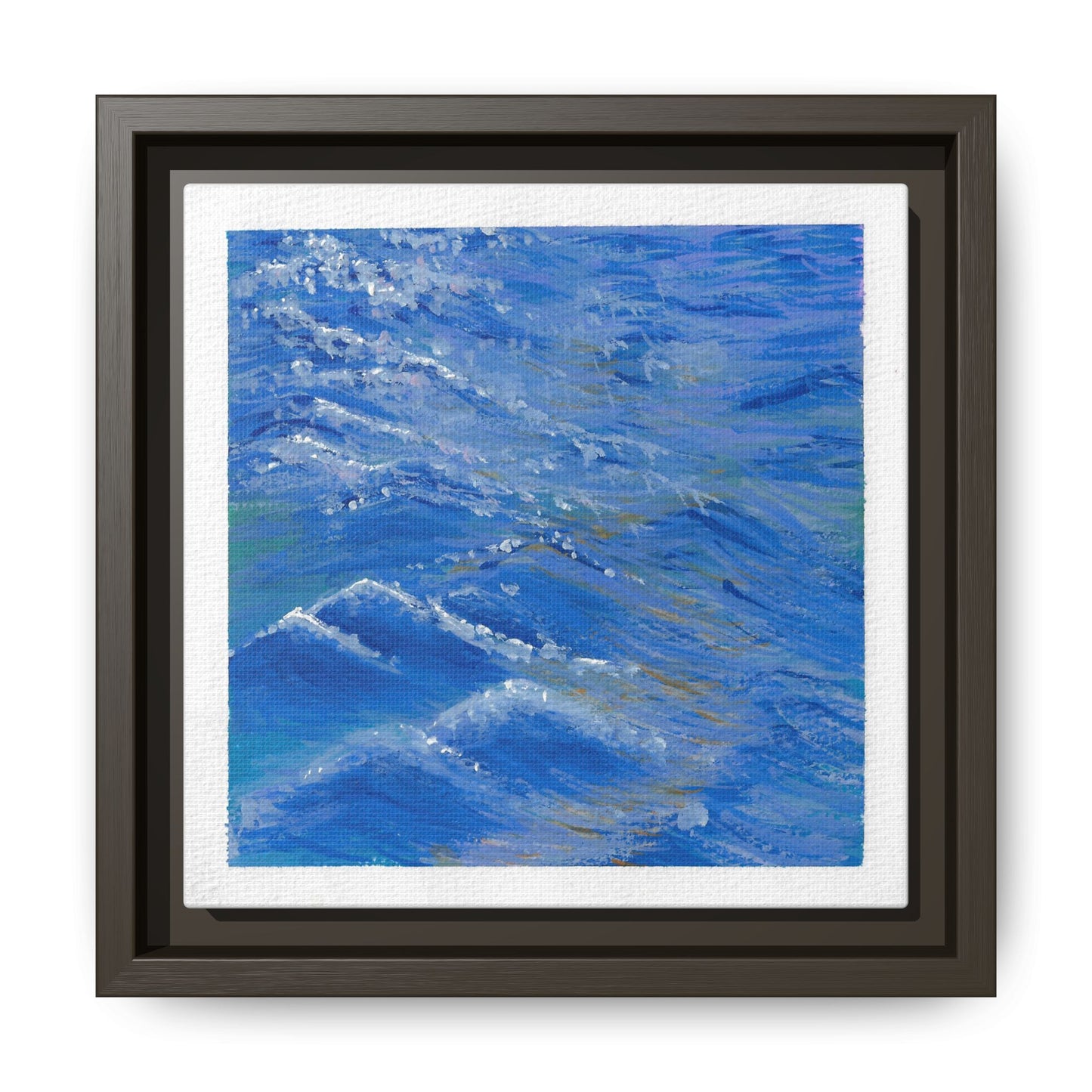 Framed Matte Canvas Wall Art — Blue Ocean Waves Seascape