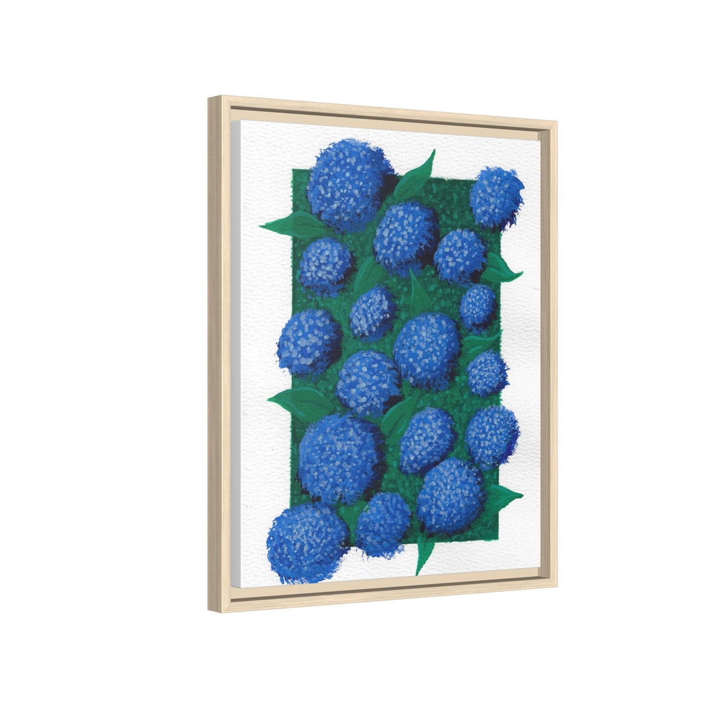 Framed Hydrangea Matte Canvas Print — Blue Floral Wall Art