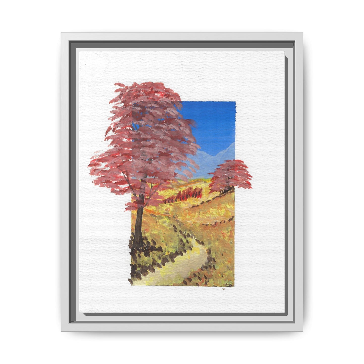 Framed Canvas Wall Art — Colorful Autumn Landscape Matte Print