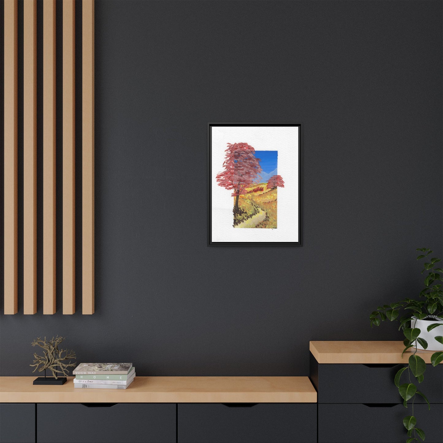 Framed Canvas Wall Art — Colorful Autumn Landscape Matte Print