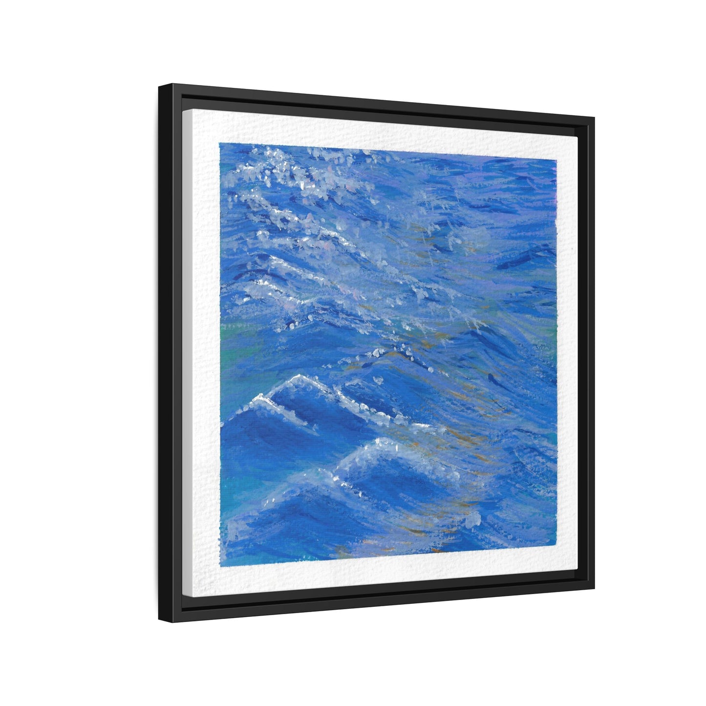 Framed Matte Canvas Wall Art — Blue Ocean Waves Seascape