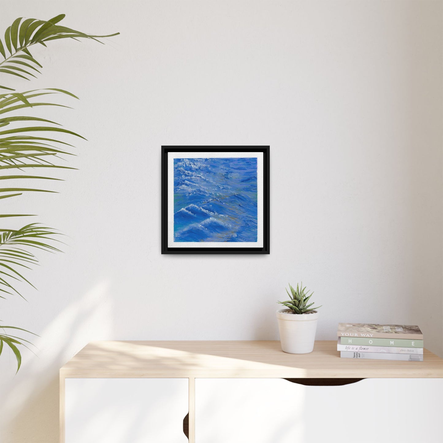 Framed Matte Canvas Wall Art — Blue Ocean Waves Seascape