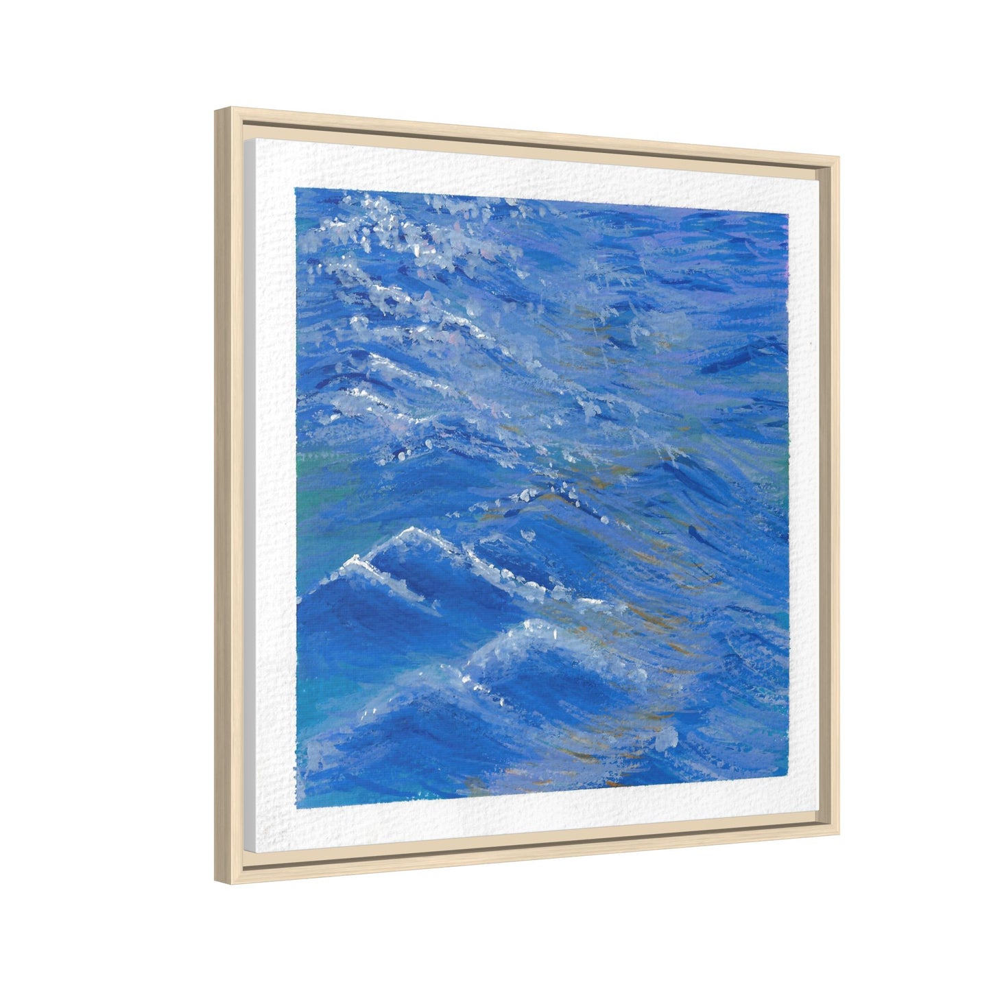 Framed Matte Canvas Wall Art — Blue Ocean Waves Seascape