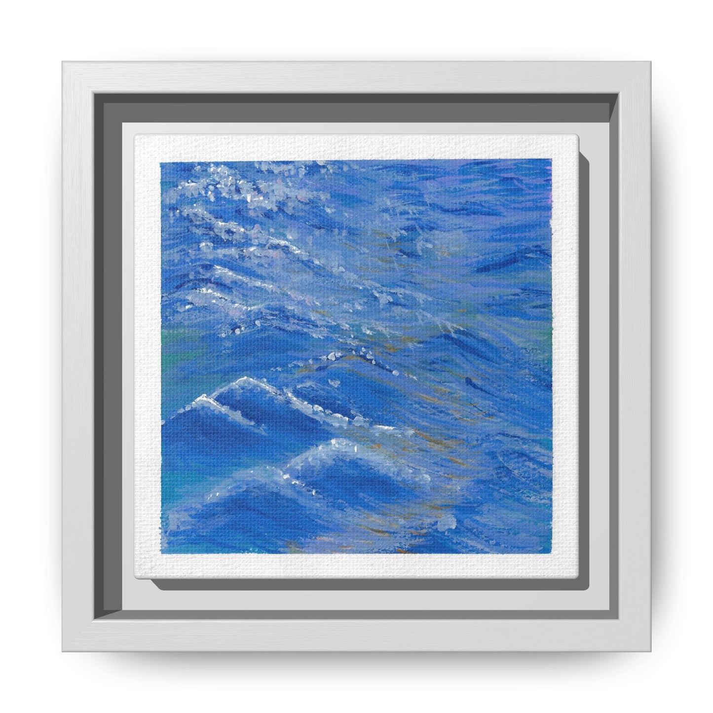 Framed Matte Canvas Wall Art — Blue Ocean Waves Seascape