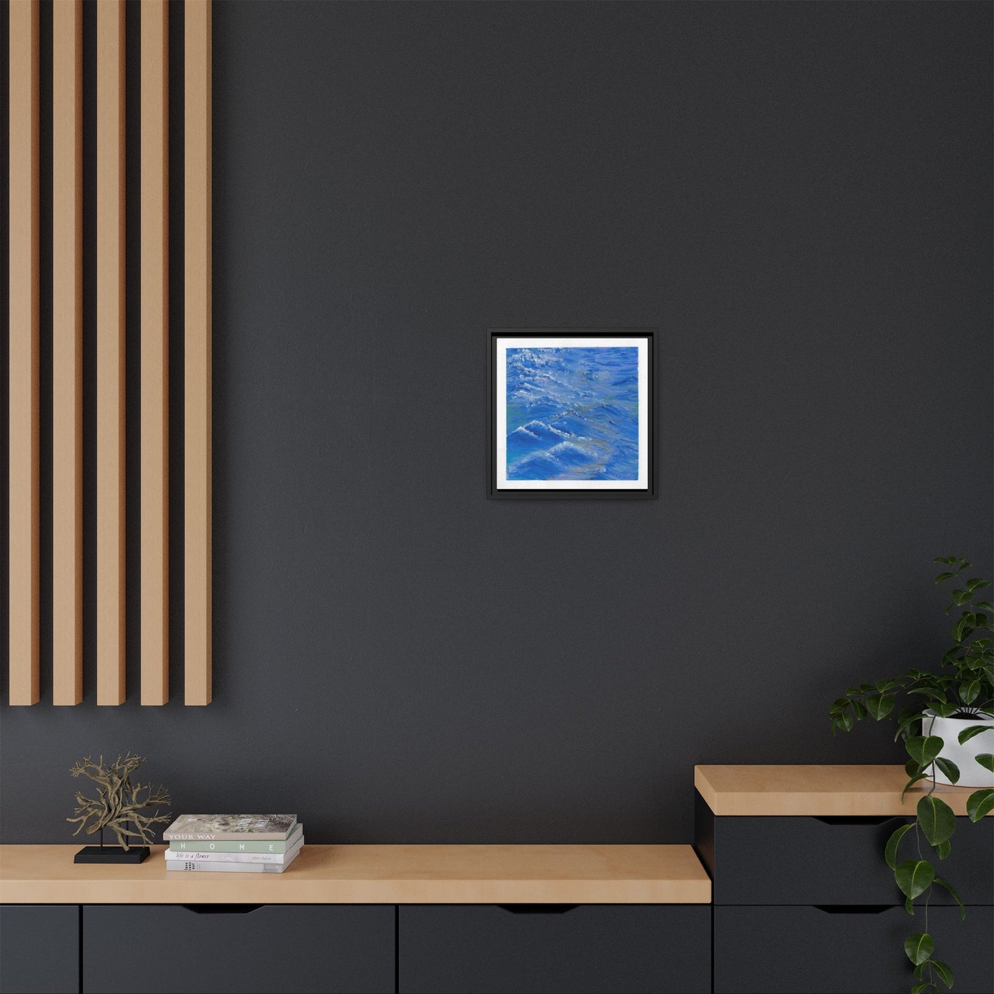 Framed Matte Canvas Wall Art — Blue Ocean Waves Seascape