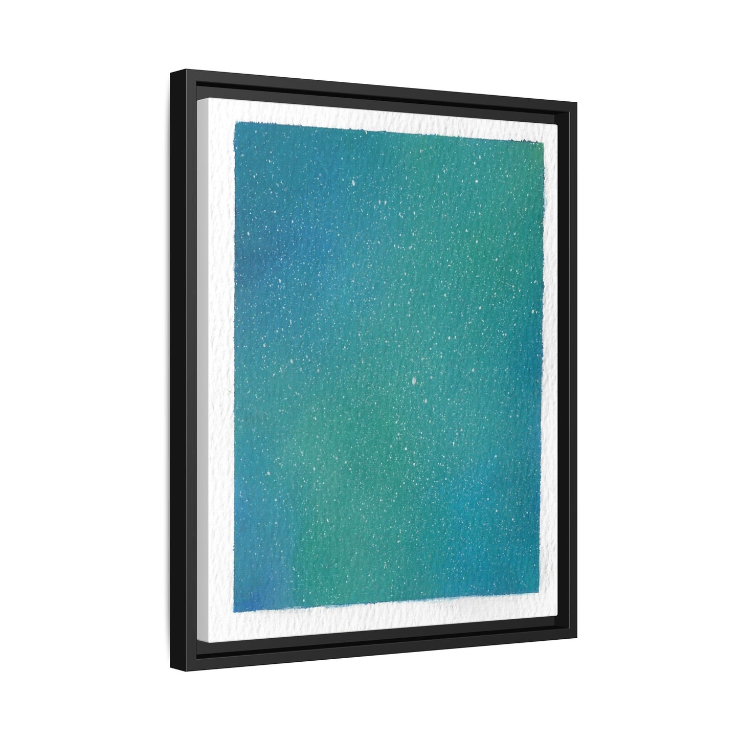 Framed Matte Canvas Art — Teal-to-Blue Gradient Starry Abstract