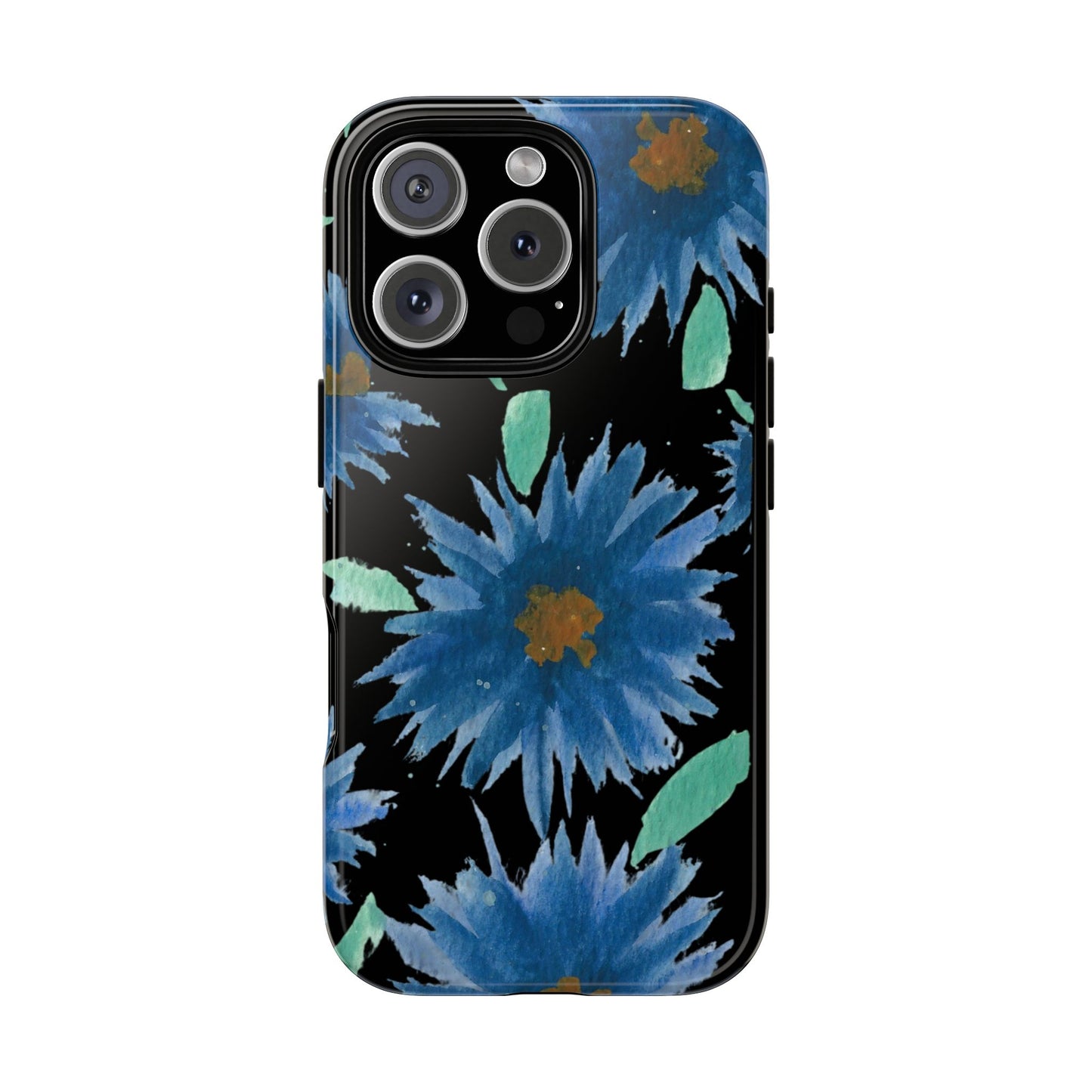 Blue Floral Tough Phone Case – Watercolor Daisy Protective Cover