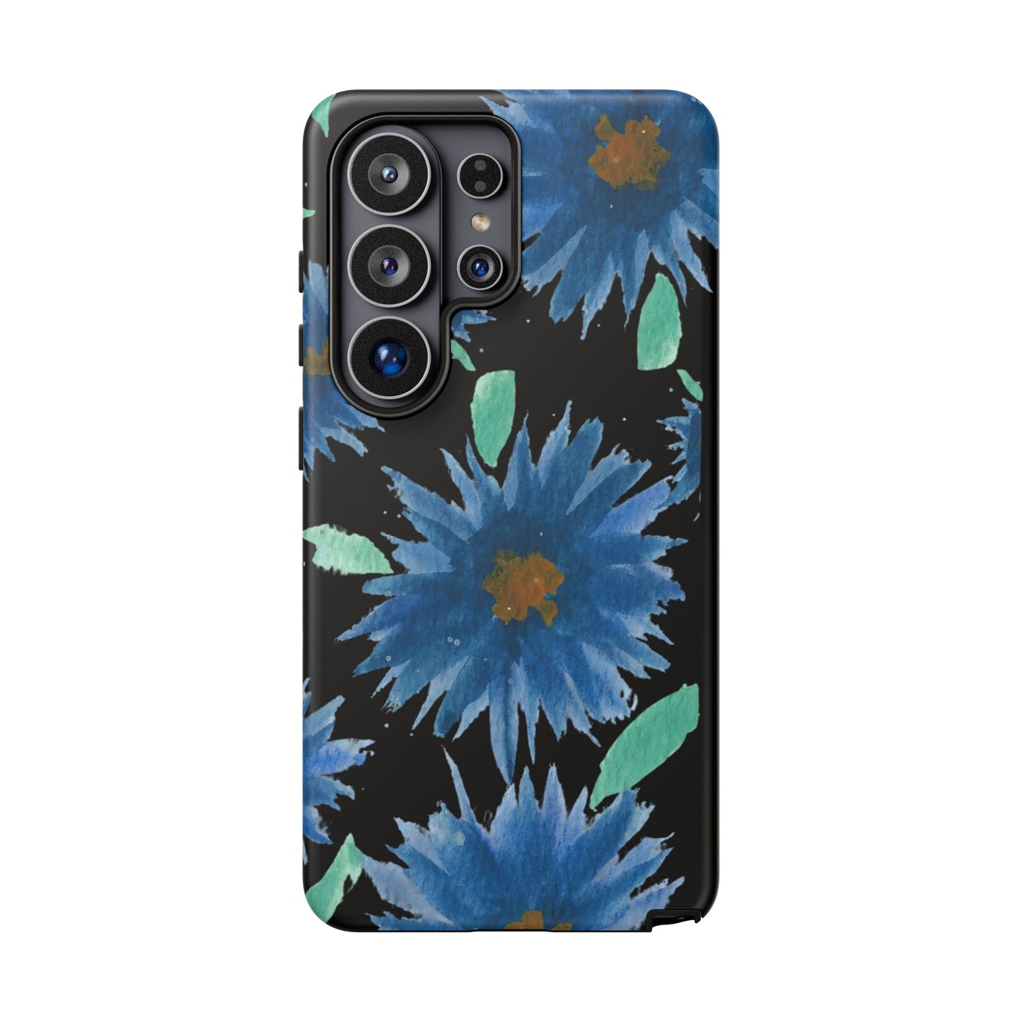 Blue Floral Tough Phone Case – Watercolor Daisy Protective Cover