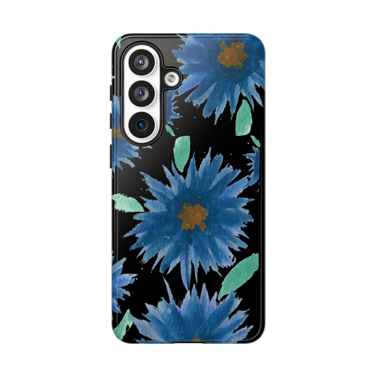 Blue Floral Tough Phone Case – Watercolor Daisy Protective Cover