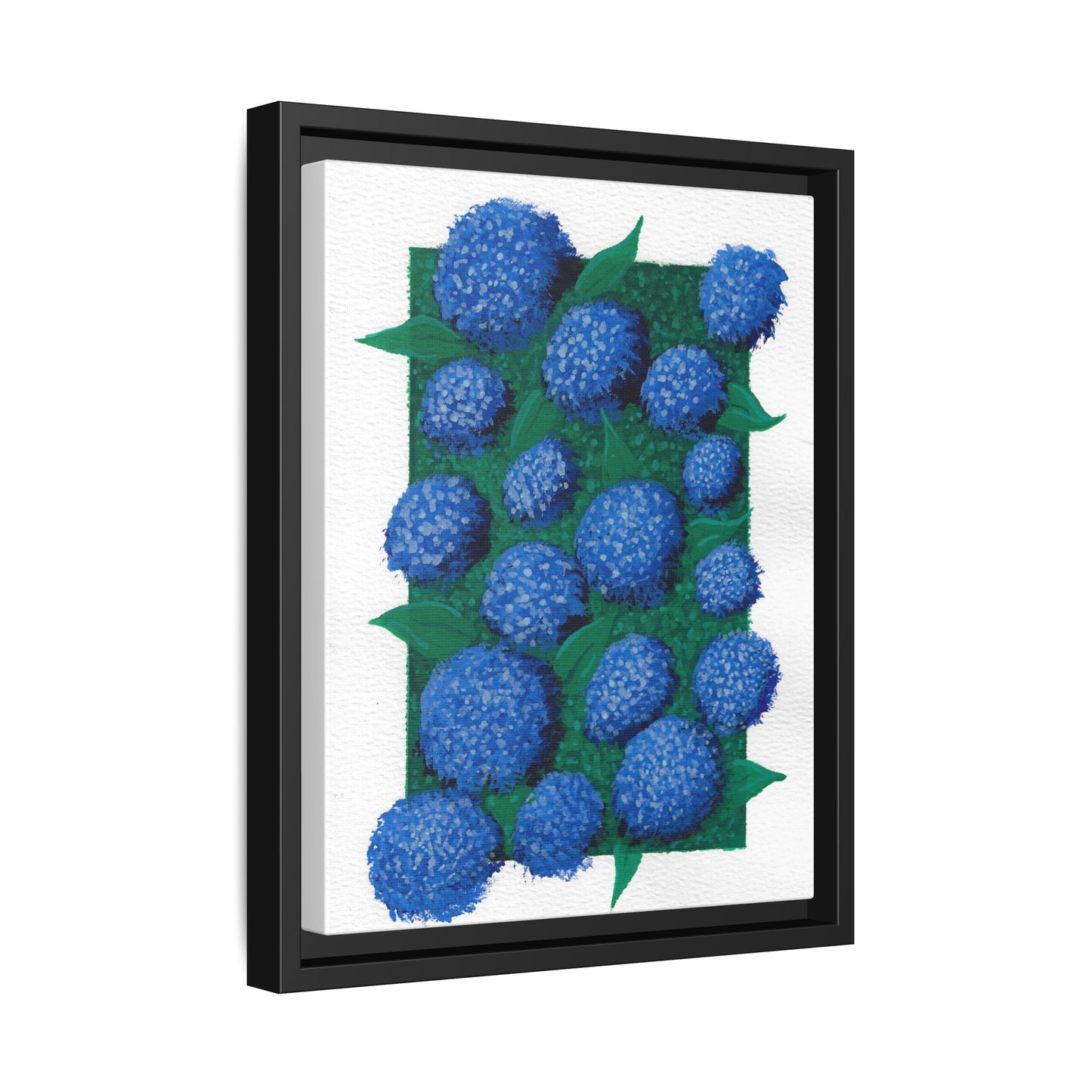 Framed Hydrangea Matte Canvas Print — Blue Floral Wall Art