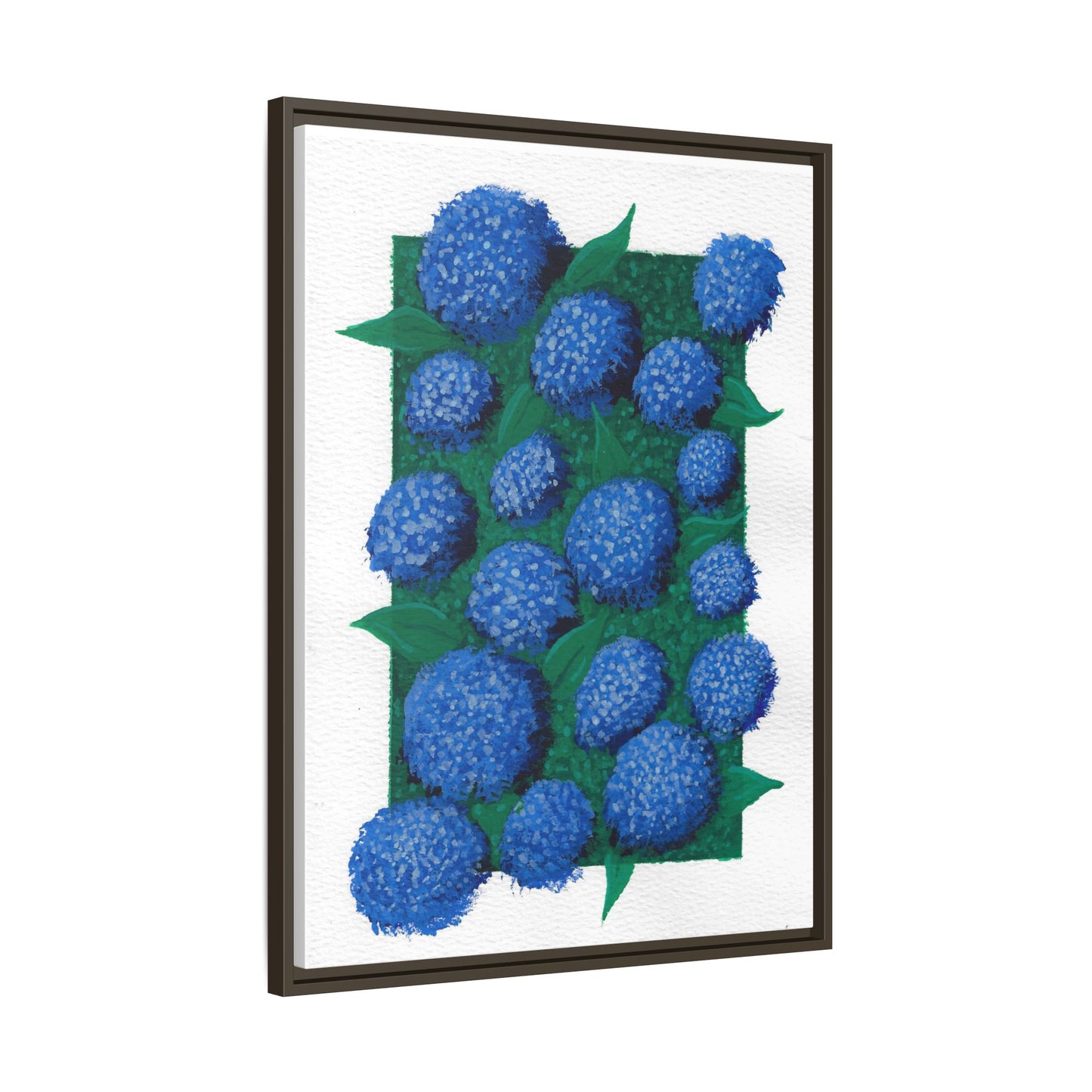 Framed Hydrangea Matte Canvas Print — Blue Floral Wall Art