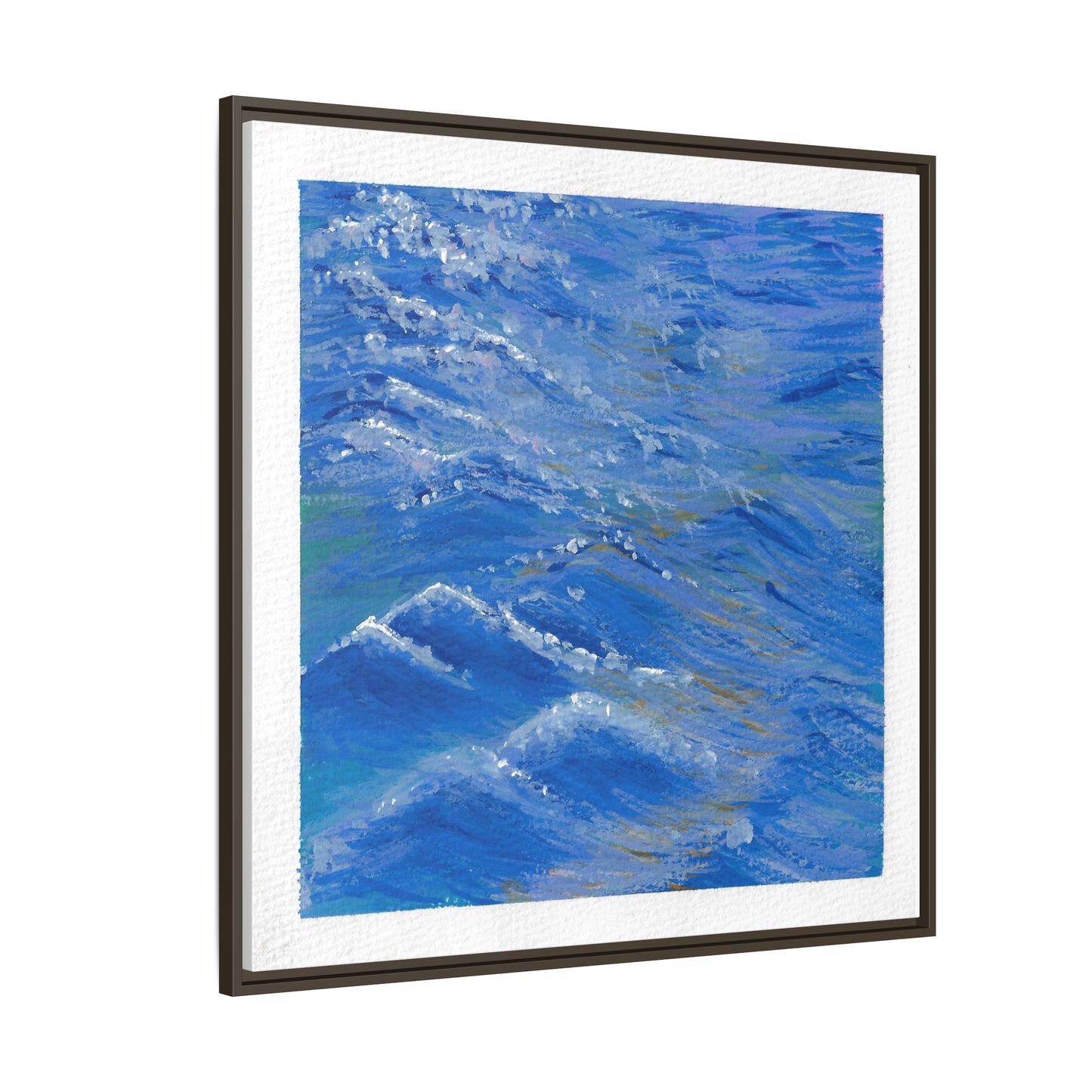 Framed Matte Canvas Wall Art — Blue Ocean Waves Seascape