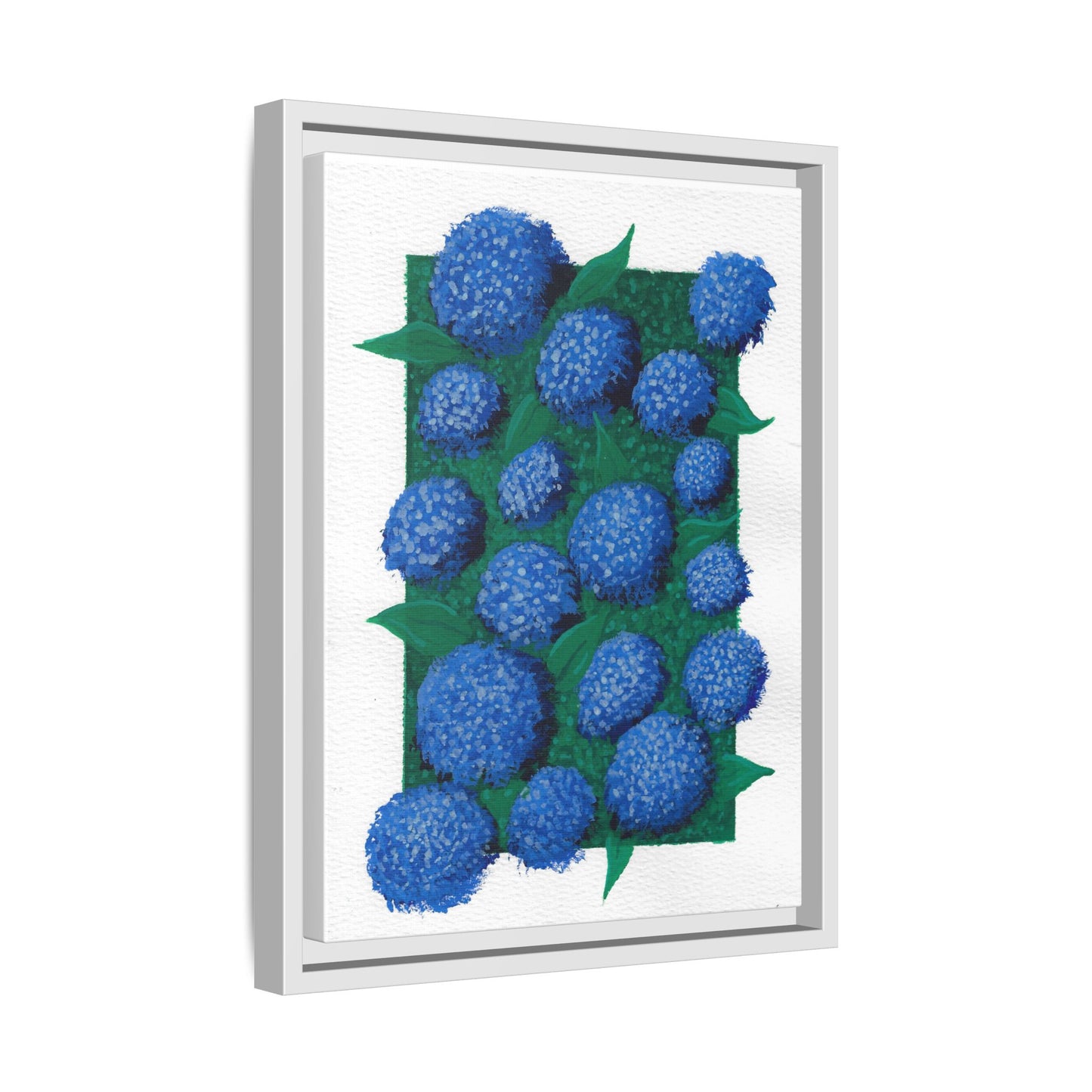 Framed Hydrangea Matte Canvas Print — Blue Floral Wall Art