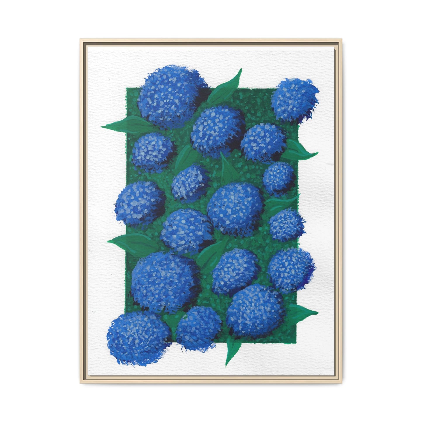 Framed Hydrangea Matte Canvas Print — Blue Floral Wall Art