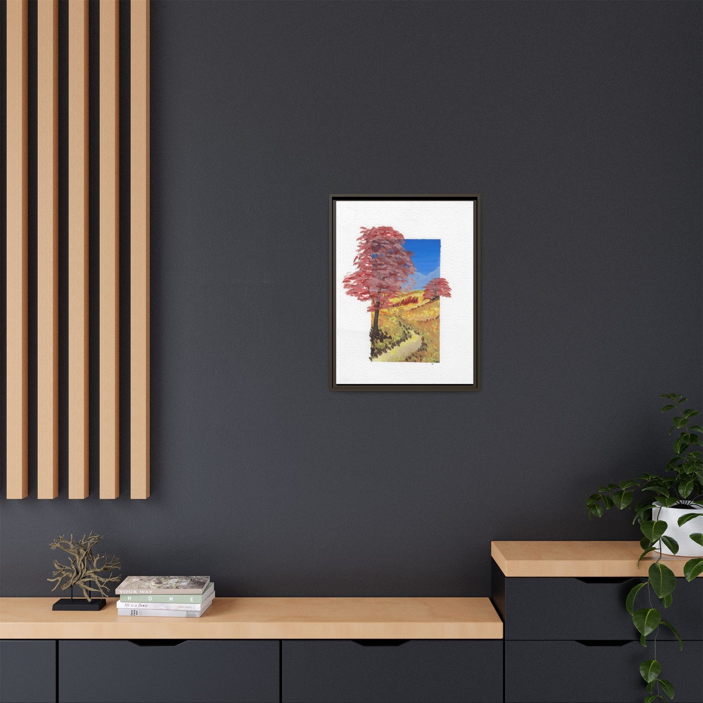 Framed Canvas Wall Art — Colorful Autumn Landscape Matte Print