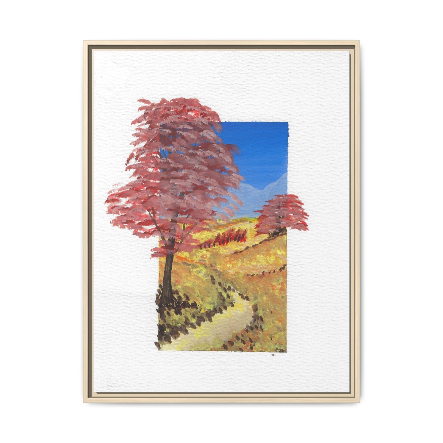 Framed Canvas Wall Art — Colorful Autumn Landscape Matte Print
