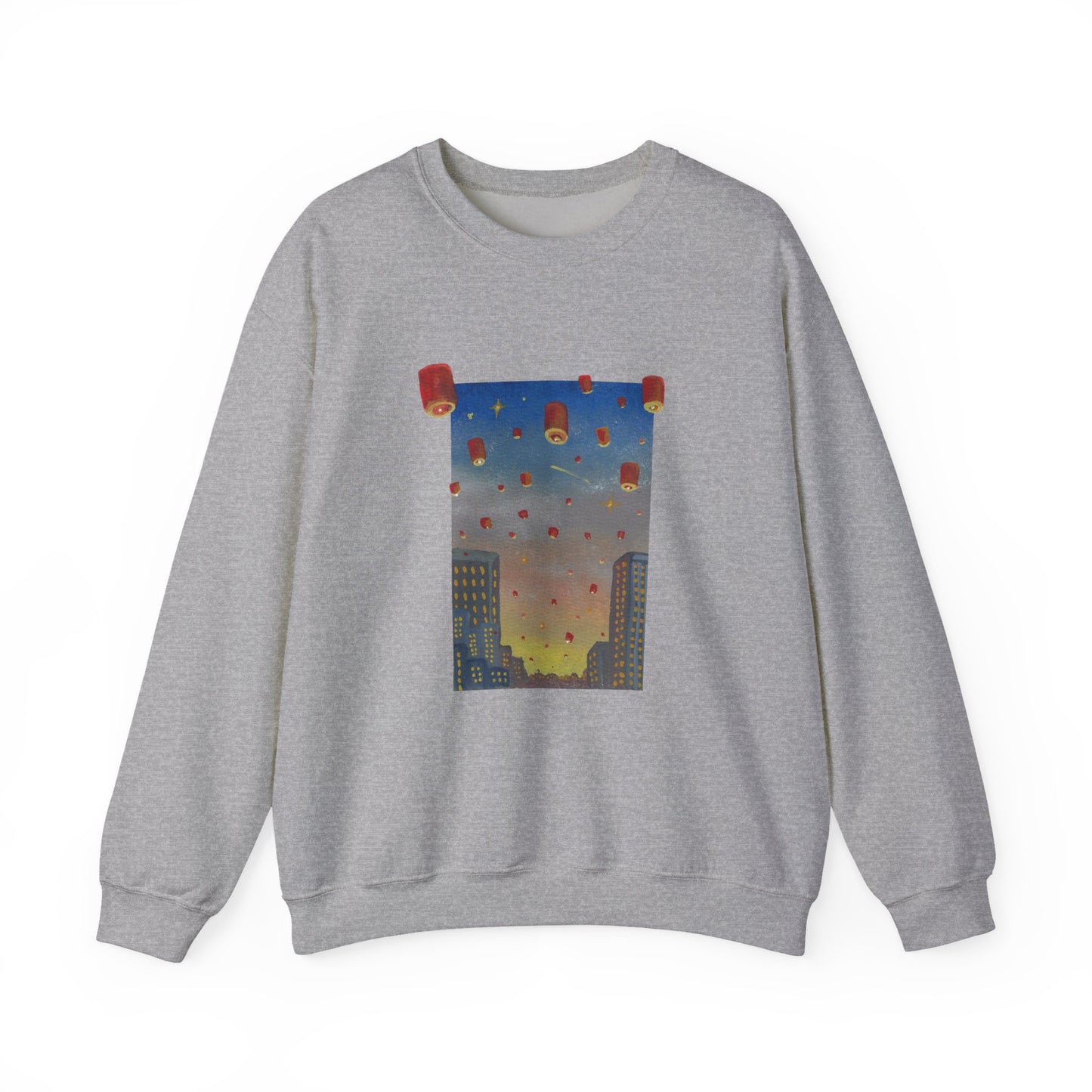 Lantern Festival Crewneck Sweatshirt — Sky of Floating Lanterns Graphic