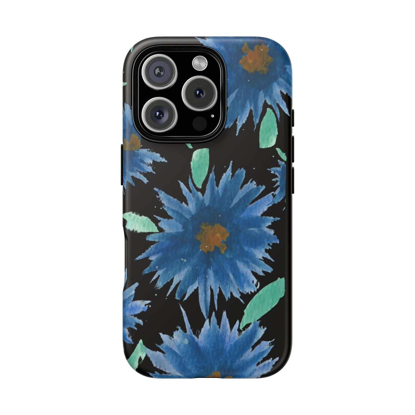 Blue Floral Tough Phone Case – Watercolor Daisy Protective Cover