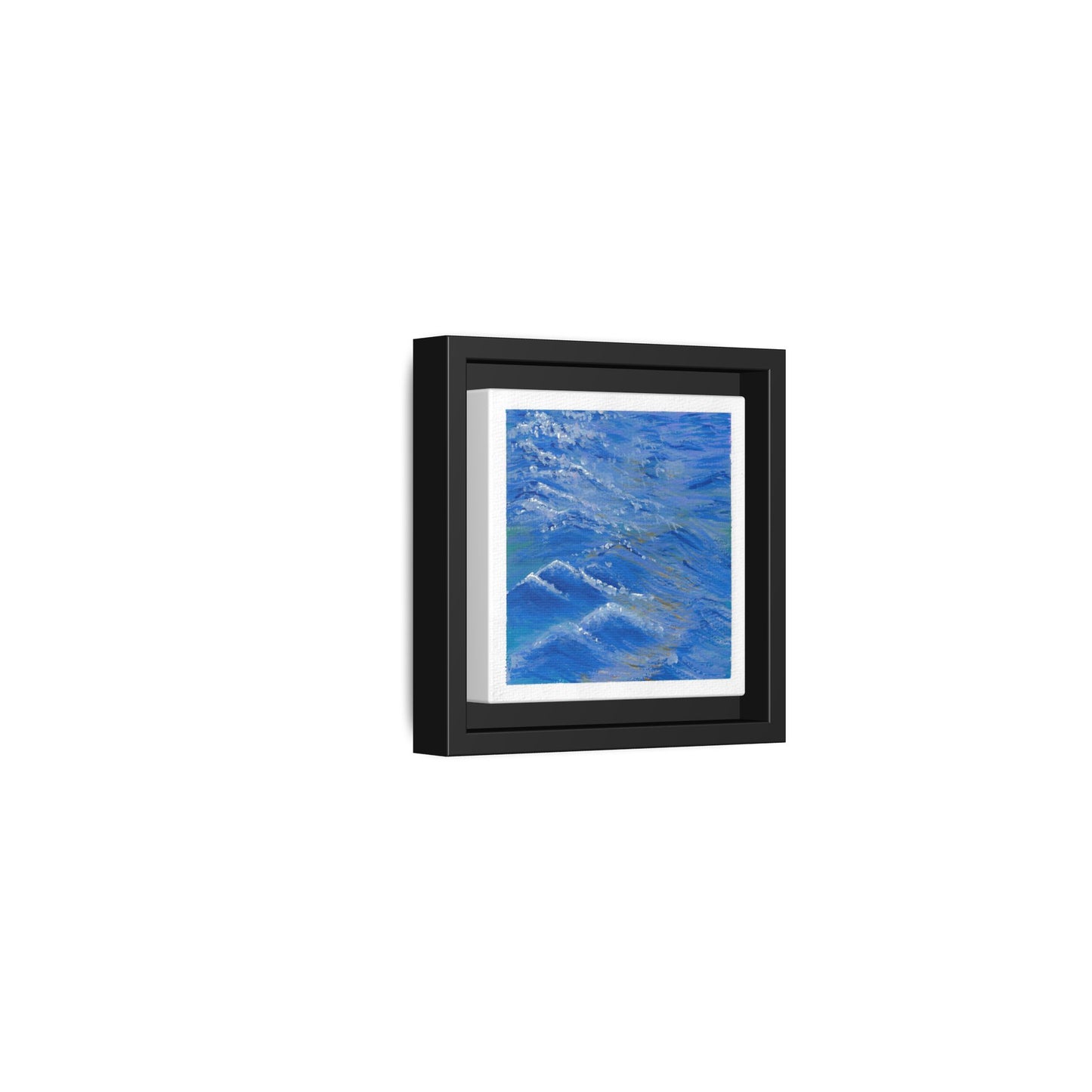 Framed Matte Canvas Wall Art — Blue Ocean Waves Seascape