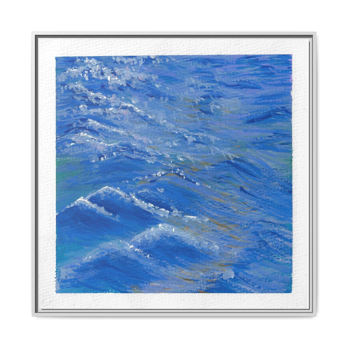 Framed Matte Canvas Wall Art — Blue Ocean Waves Seascape
