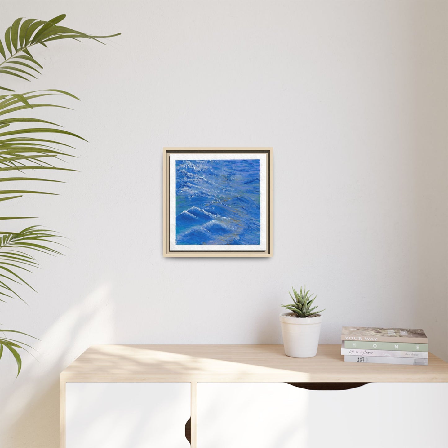 Framed Matte Canvas Wall Art — Blue Ocean Waves Seascape