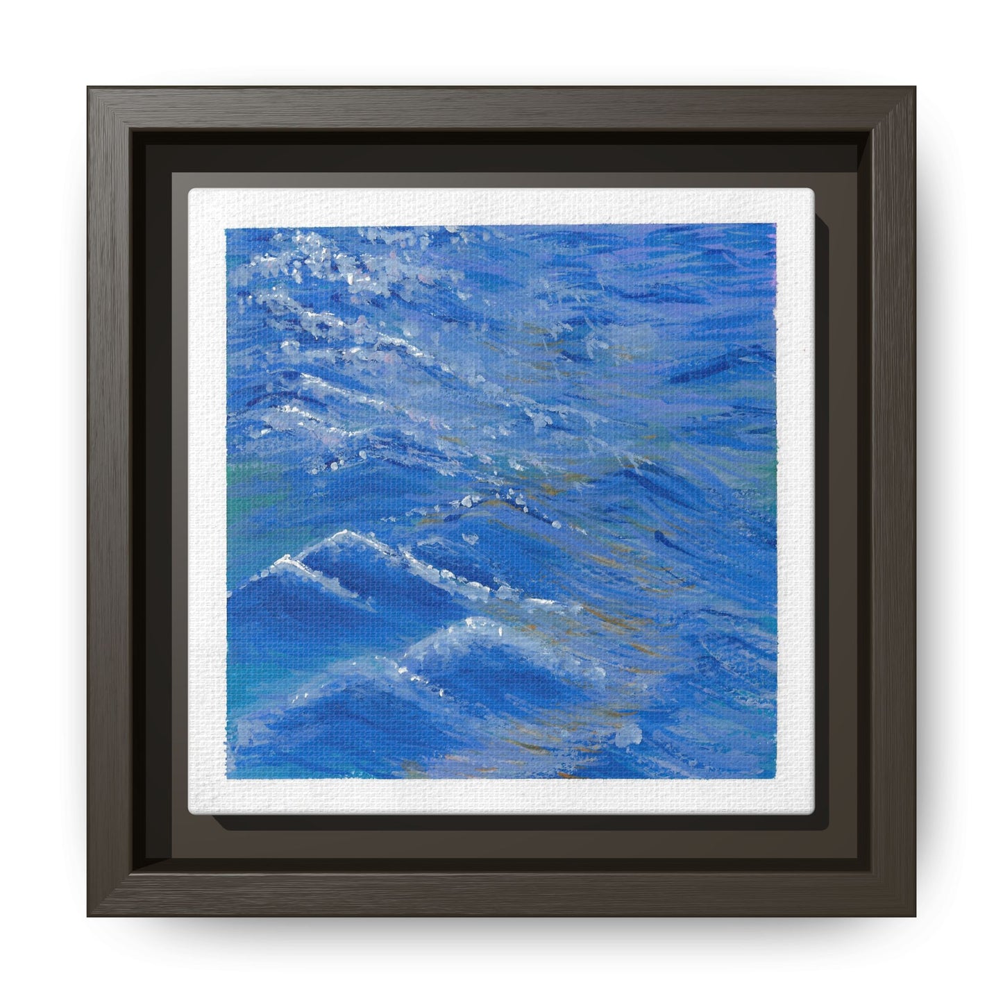 Framed Matte Canvas Wall Art — Blue Ocean Waves Seascape
