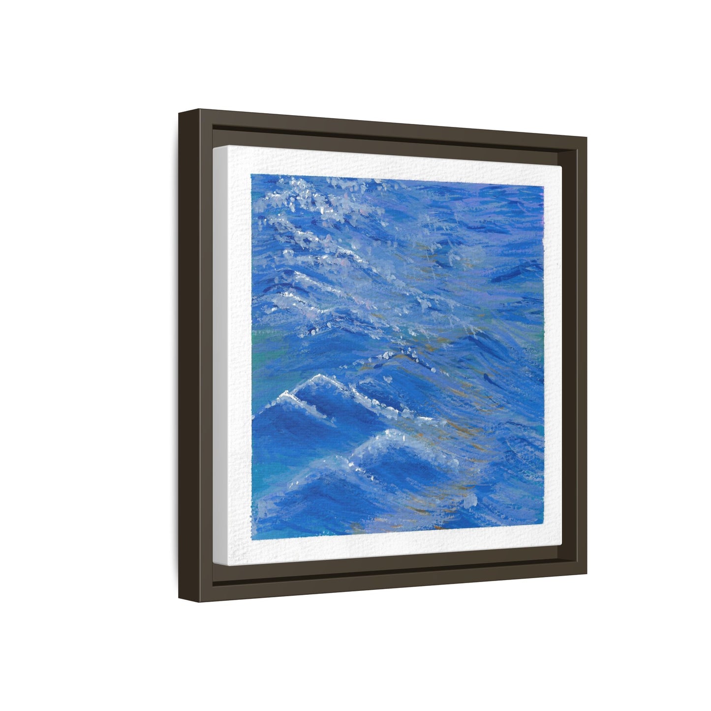 Framed Matte Canvas Wall Art — Blue Ocean Waves Seascape