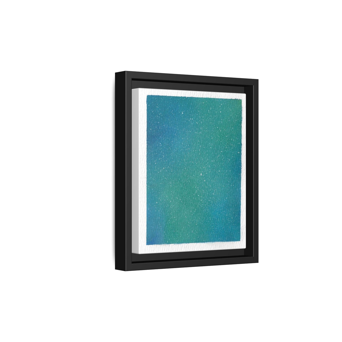 Framed Matte Canvas Art — Teal-to-Blue Gradient Starry Abstract