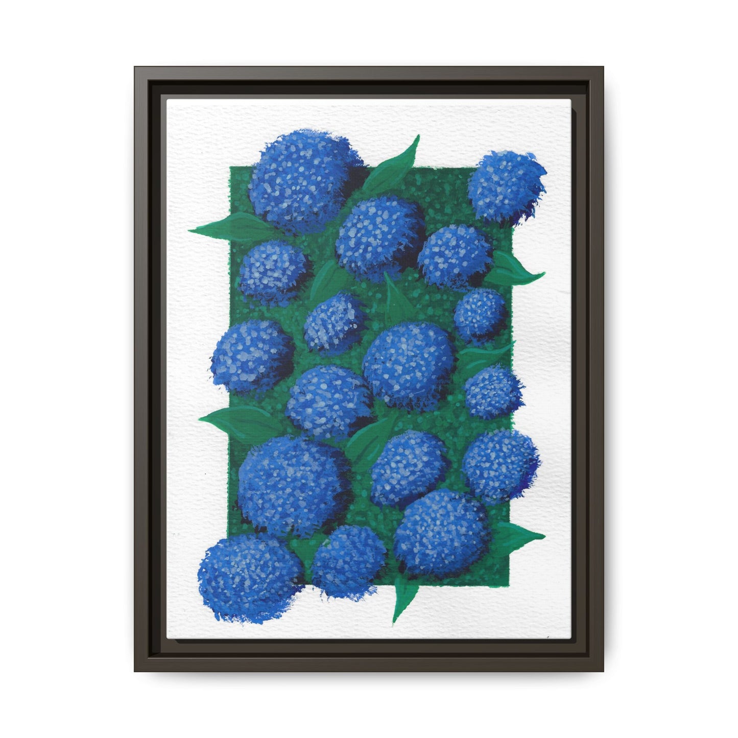 Framed Hydrangea Matte Canvas Print — Blue Floral Wall Art