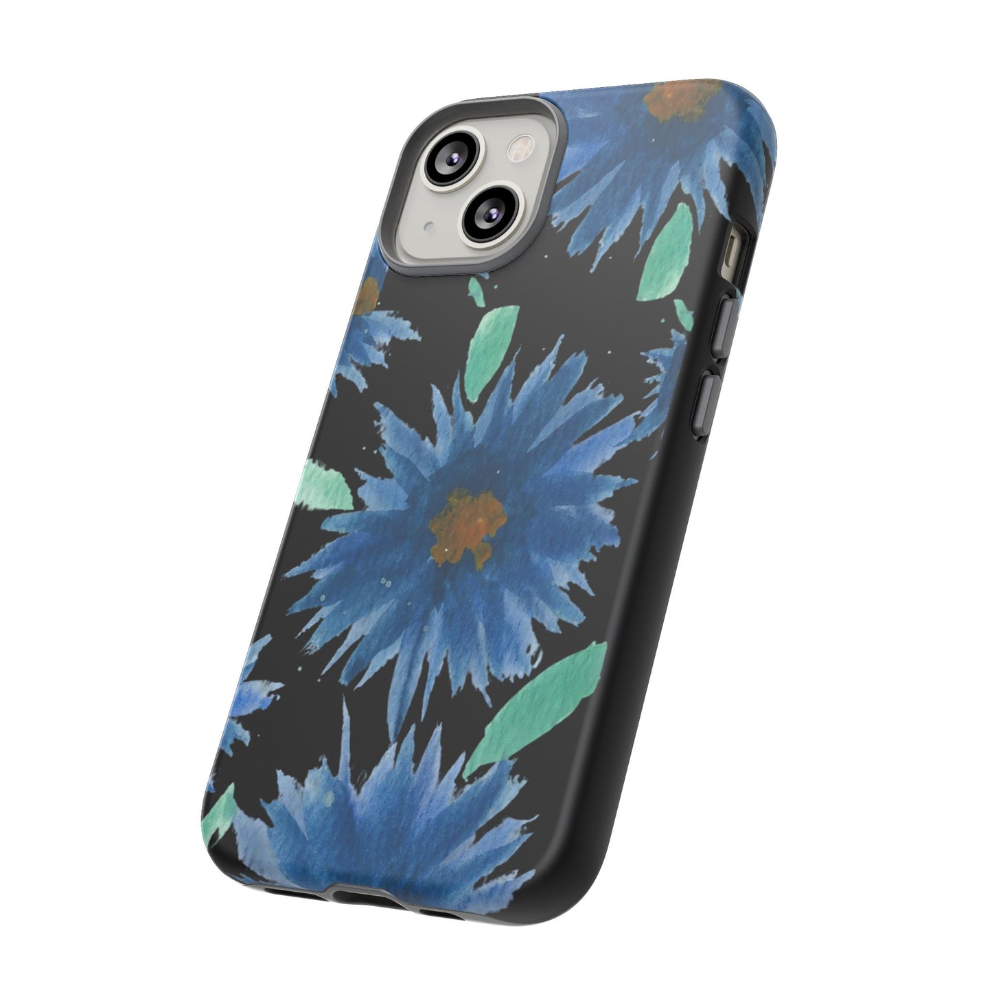Blue Floral Tough Phone Case – Watercolor Daisy Protective Cover
