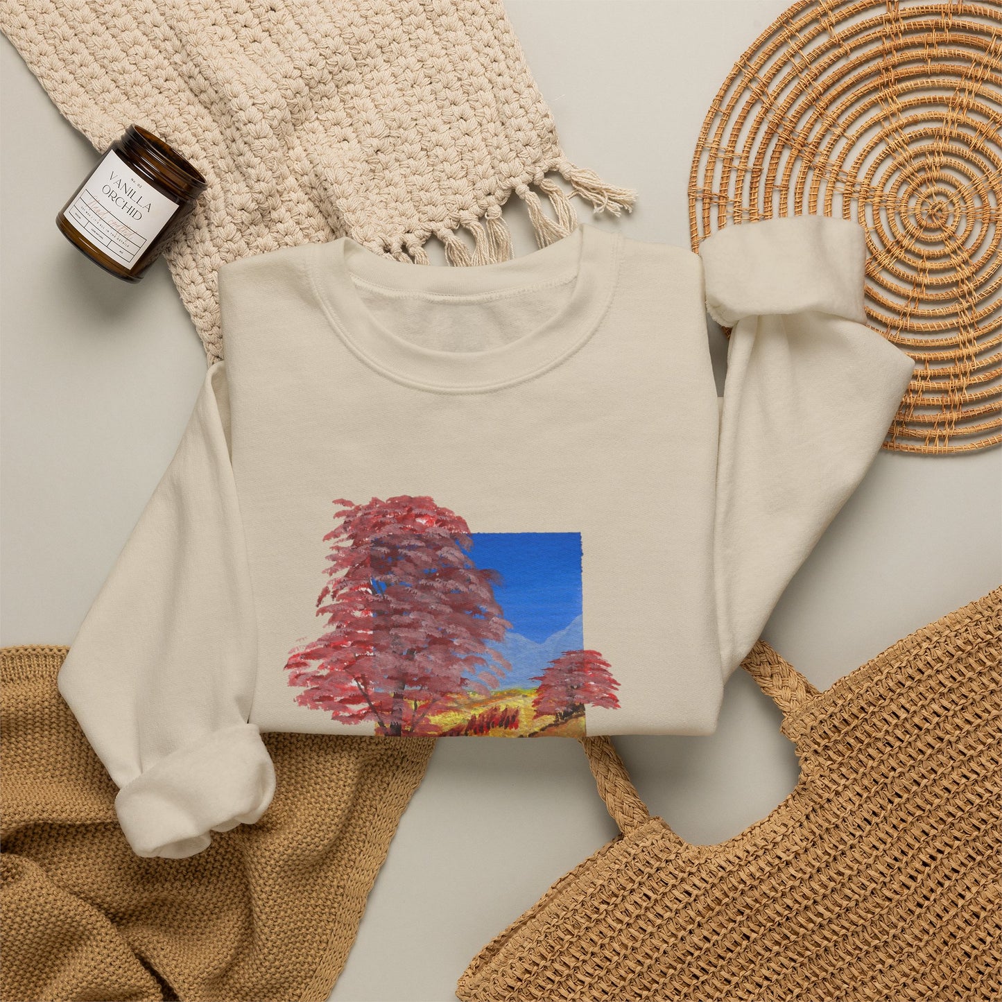 Autumn Path Crewneck Sweatshirt — Fall Landscape Graphic
