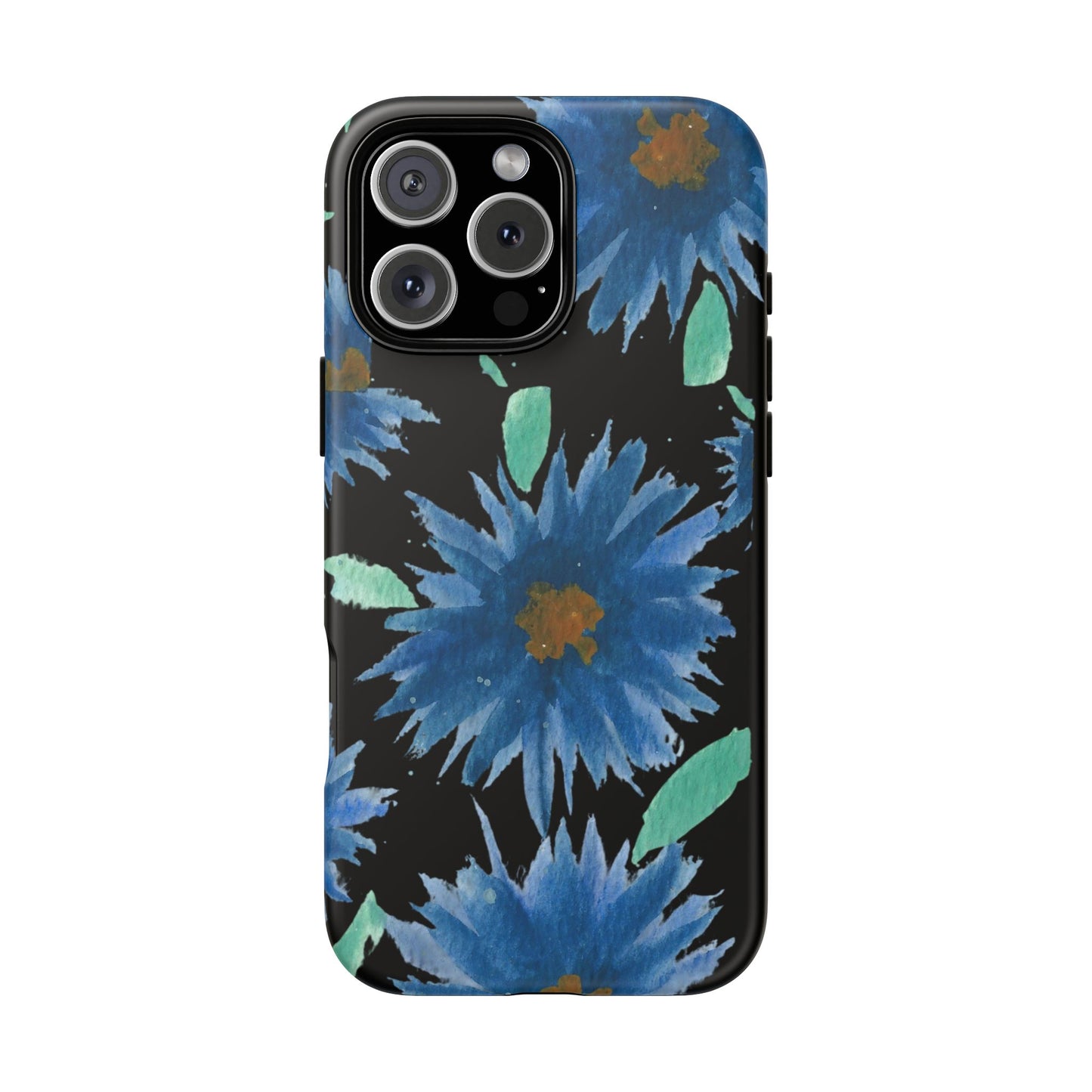 Blue Floral Tough Phone Case – Watercolor Daisy Protective Cover