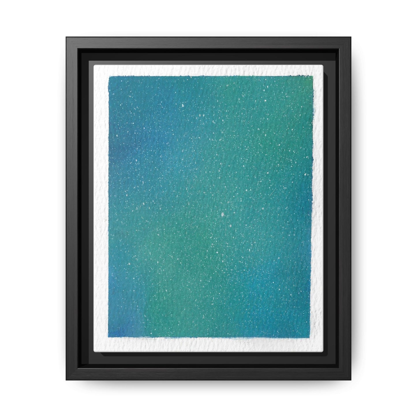 Framed Matte Canvas Art — Teal-to-Blue Gradient Starry Abstract
