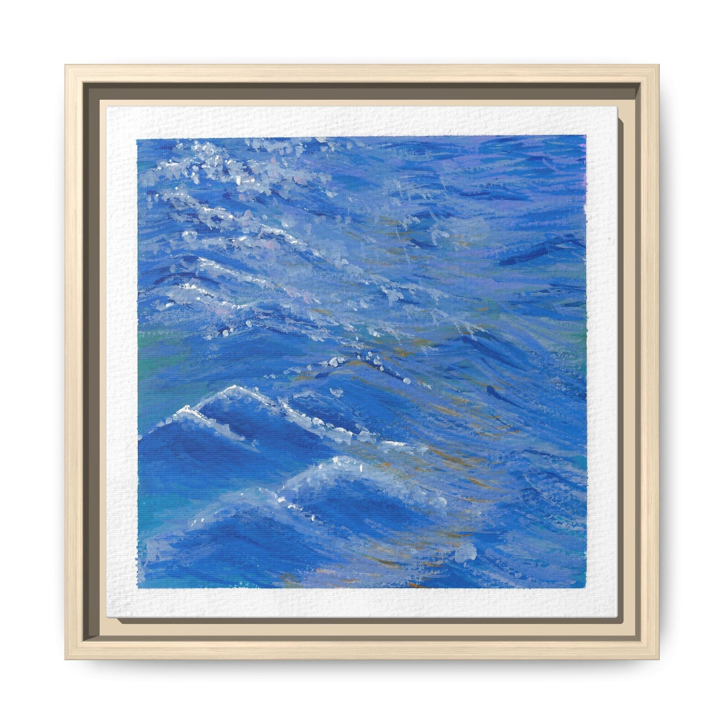 Framed Matte Canvas Wall Art — Blue Ocean Waves Seascape