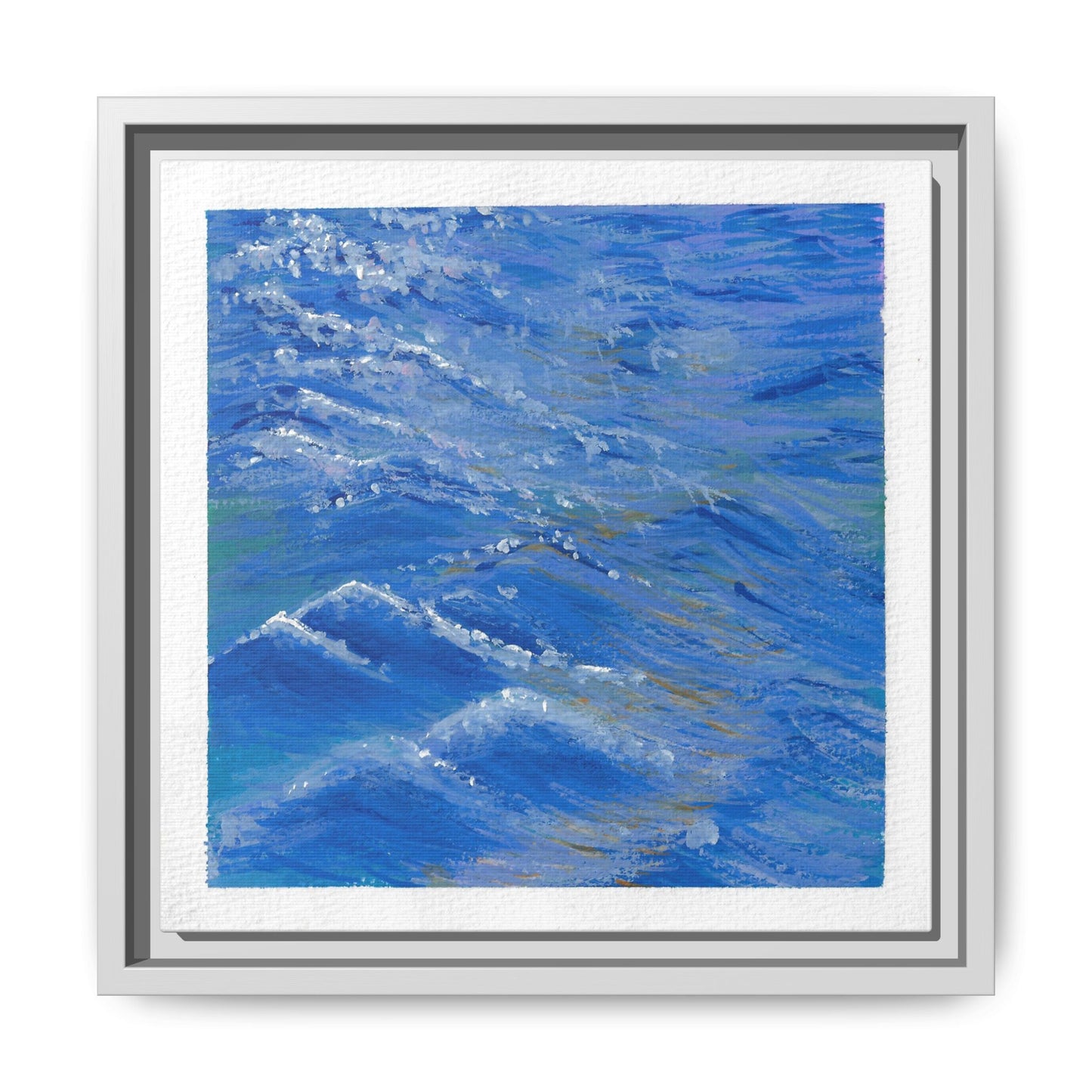 Framed Matte Canvas Wall Art — Blue Ocean Waves Seascape
