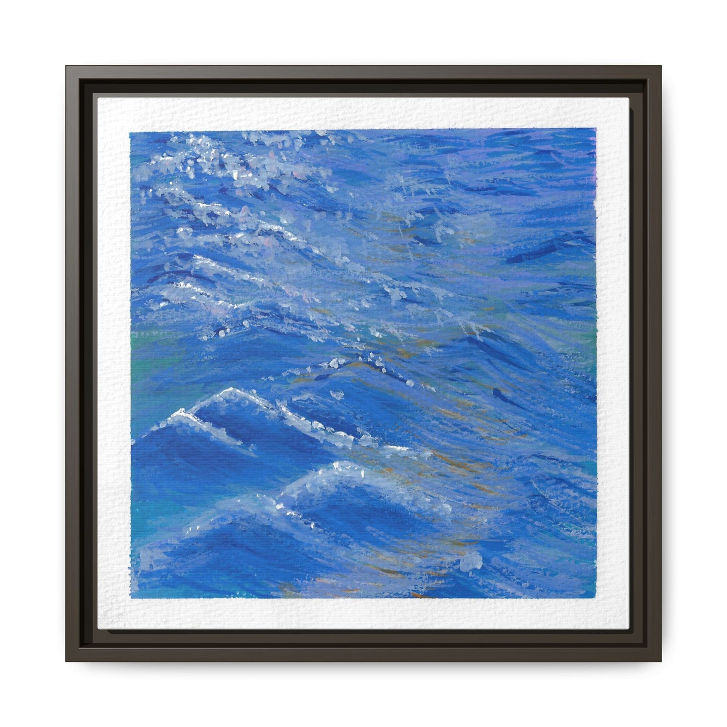 Framed Matte Canvas Wall Art — Blue Ocean Waves Seascape