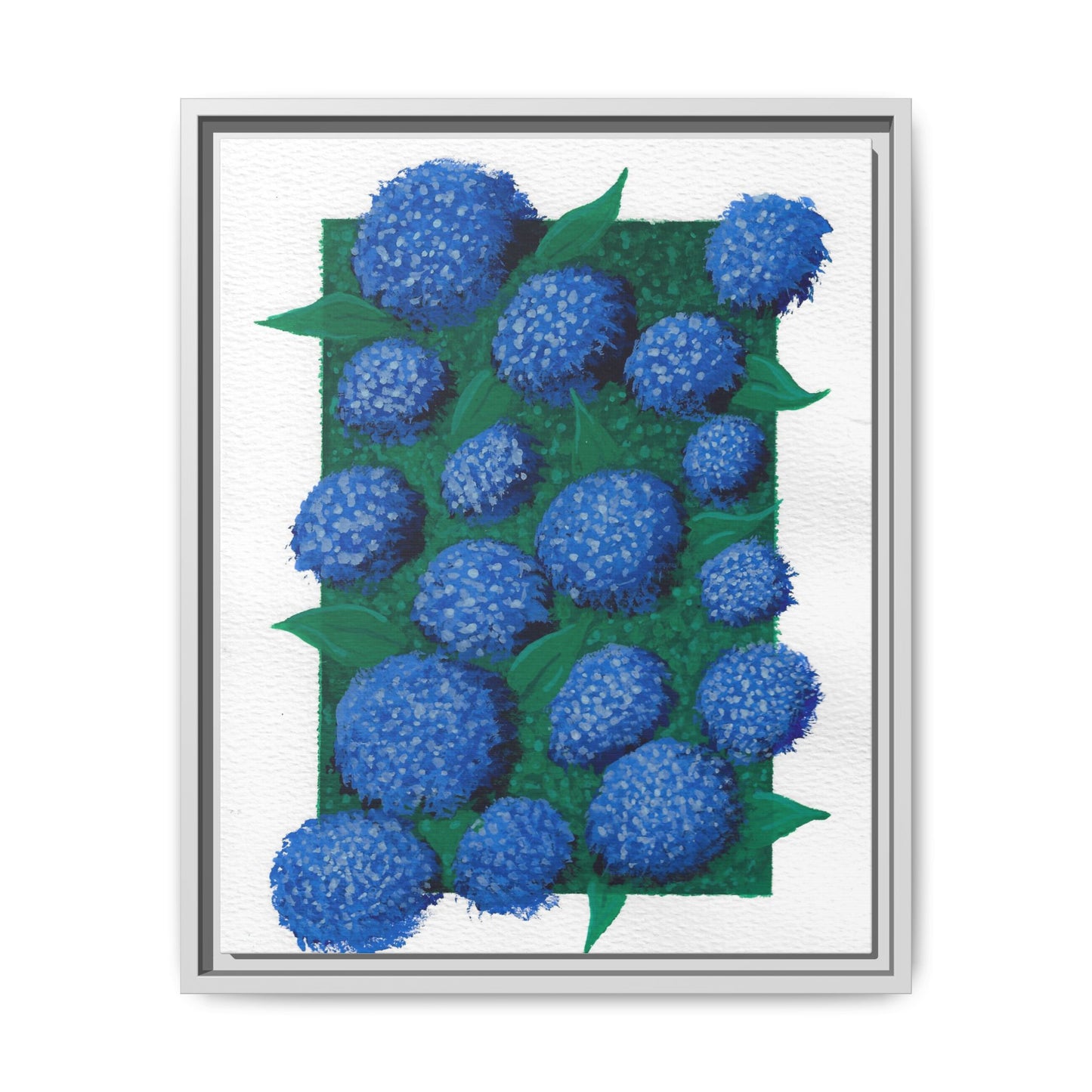 Framed Hydrangea Matte Canvas Print — Blue Floral Wall Art