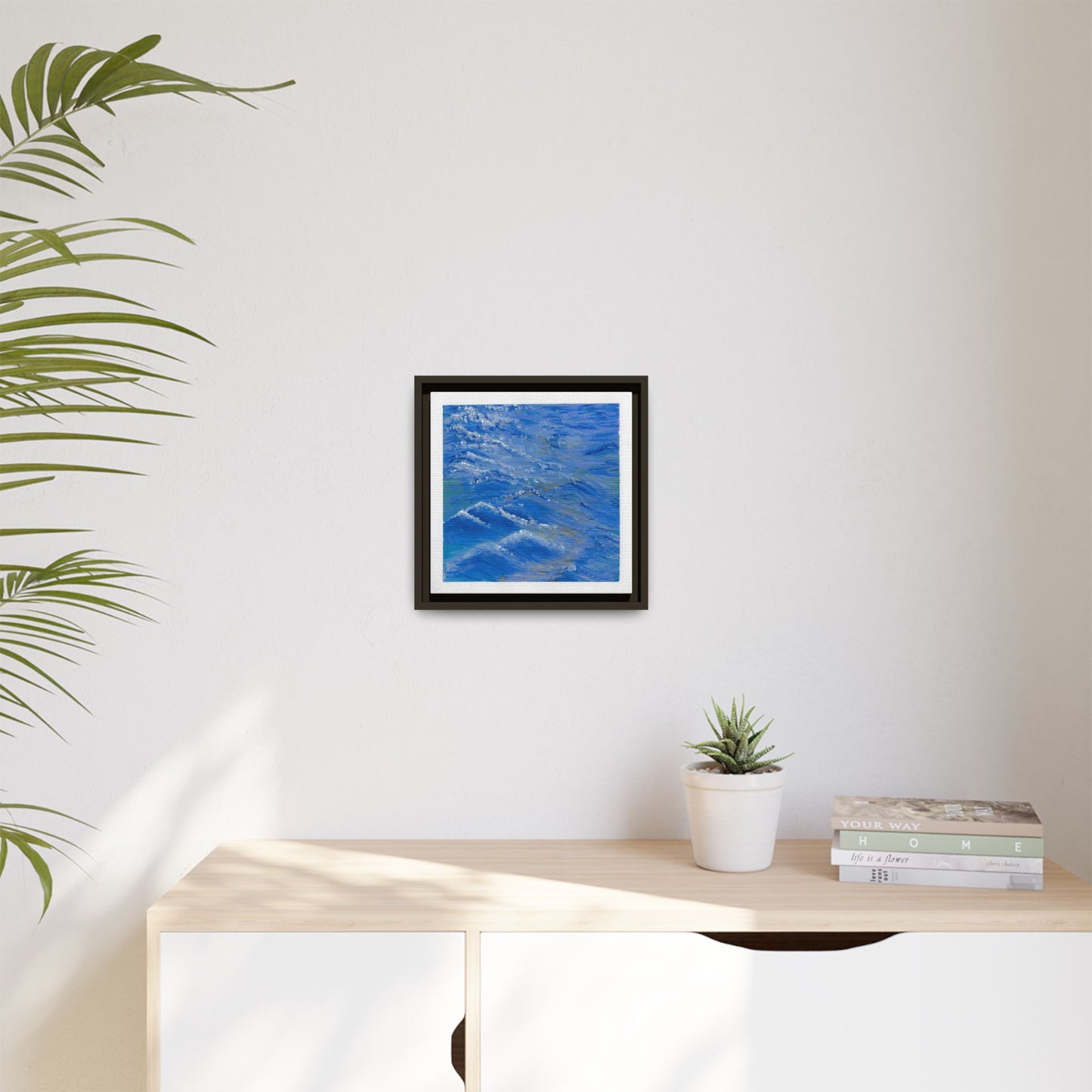 Framed Matte Canvas Wall Art — Blue Ocean Waves Seascape