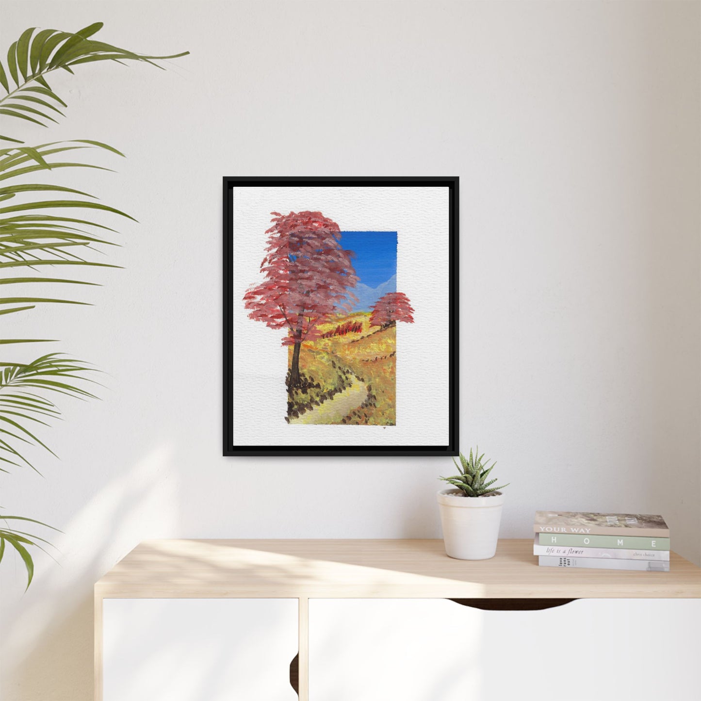 Framed Canvas Wall Art — Colorful Autumn Landscape Matte Print