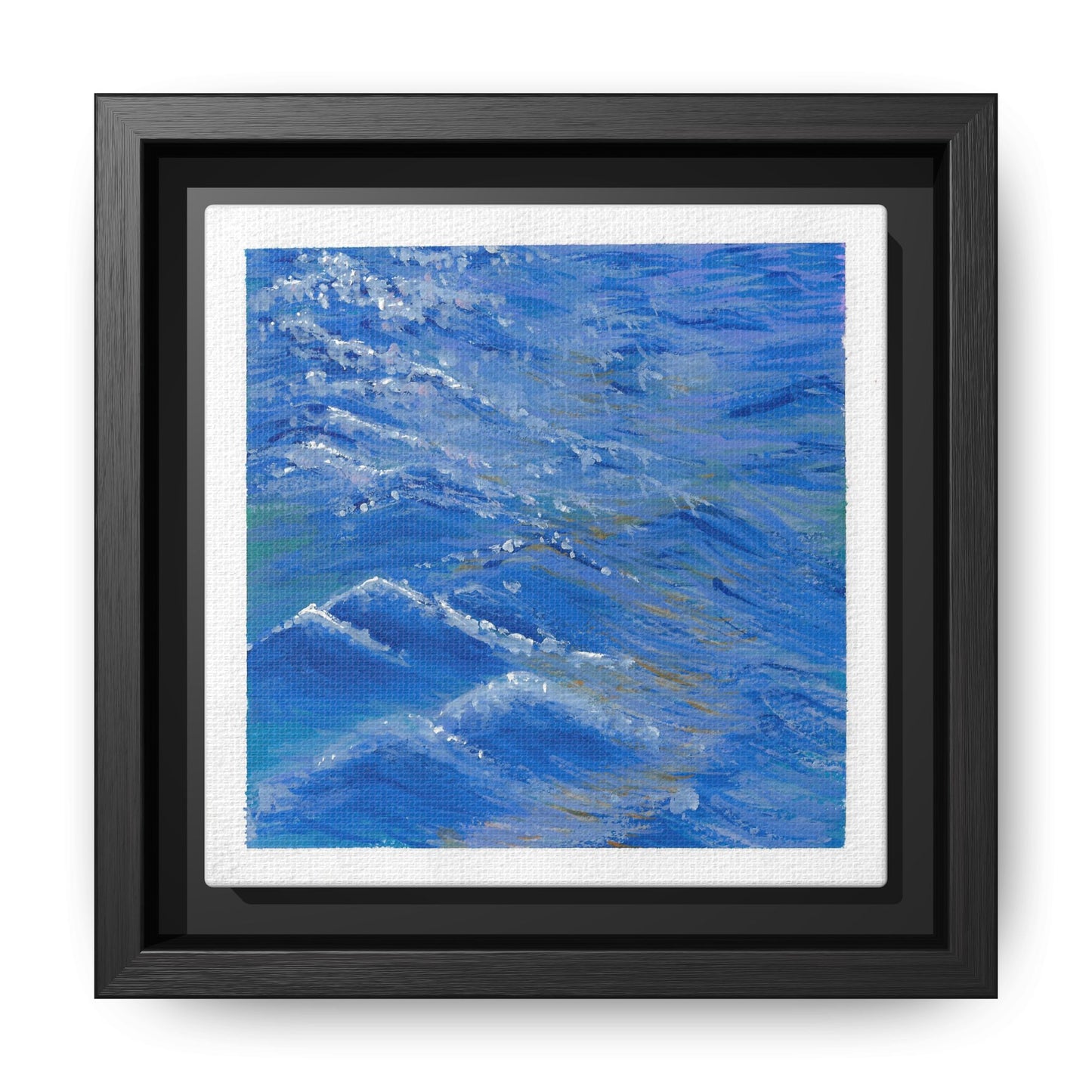 Framed Matte Canvas Wall Art — Blue Ocean Waves Seascape
