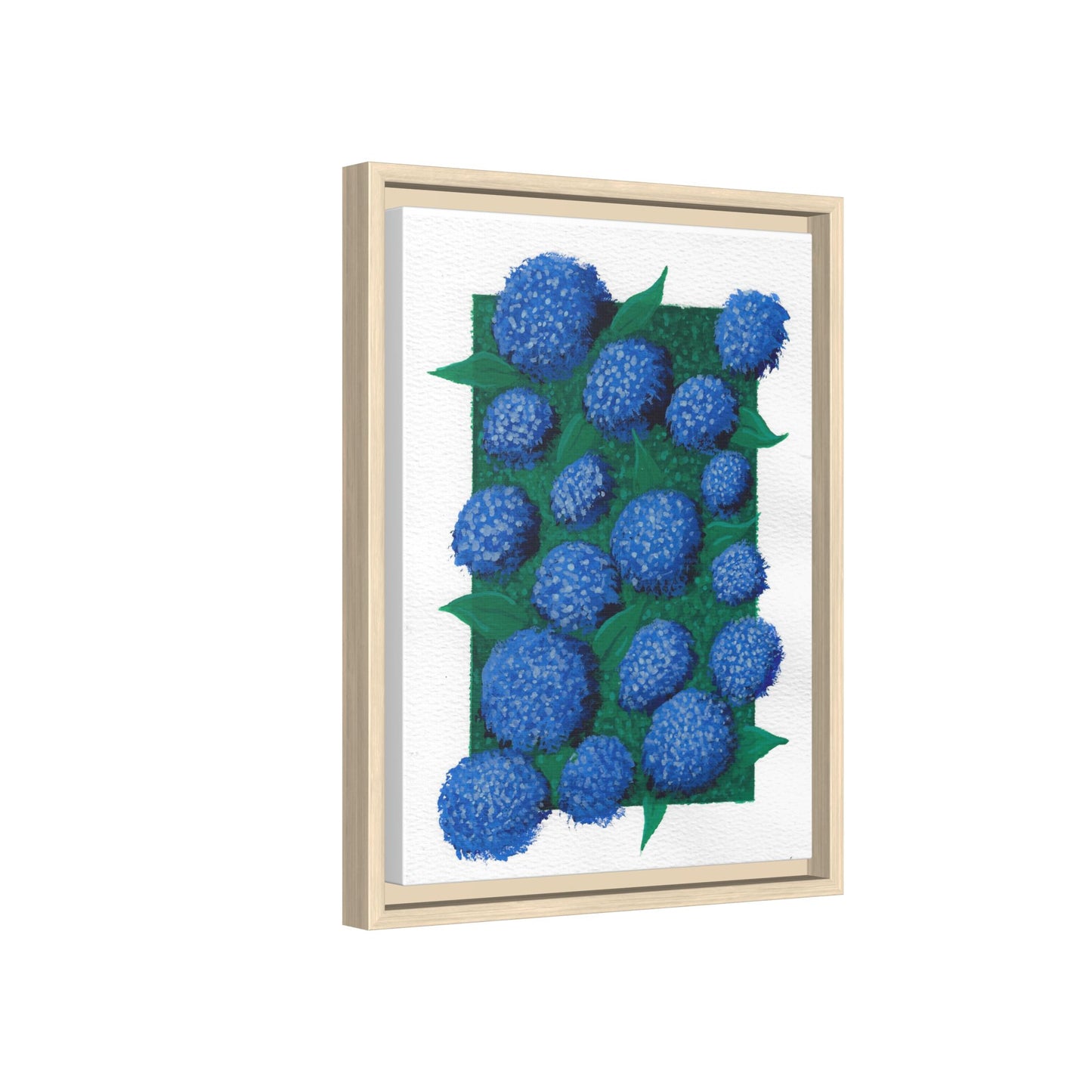 Framed Hydrangea Matte Canvas Print — Blue Floral Wall Art
