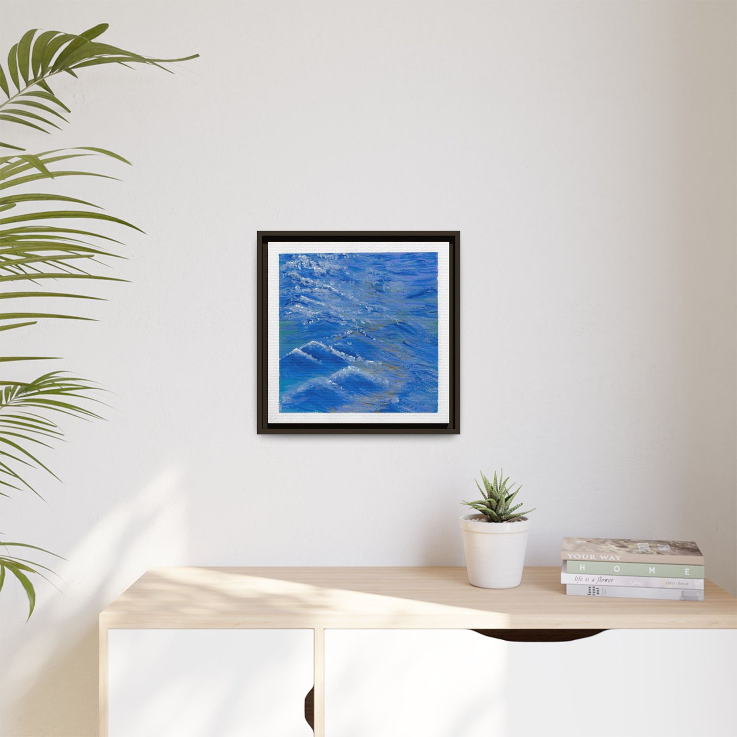 Framed Matte Canvas Wall Art — Blue Ocean Waves Seascape